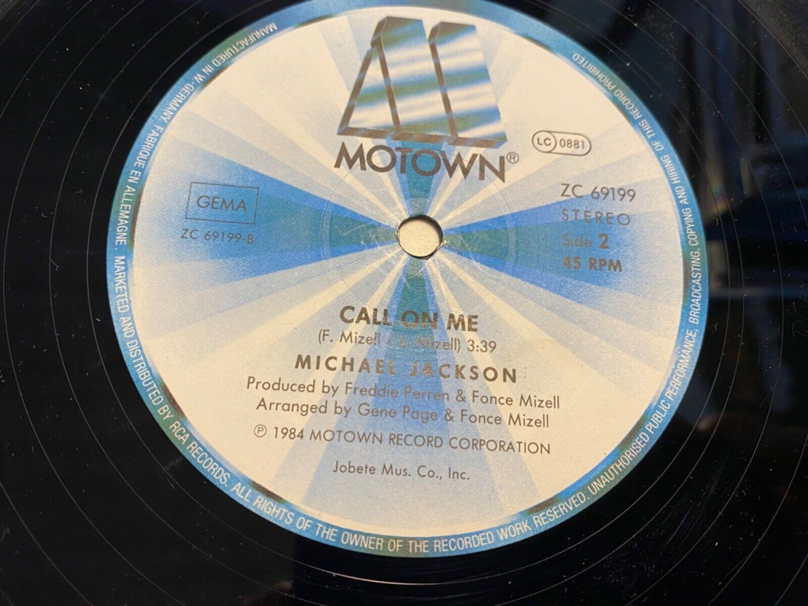 MICHAEL JACKSON "FAREWELL GERMAN PRESS MY SUMMERLOVE” 1984 MOTOWN RECORDS DUTCH