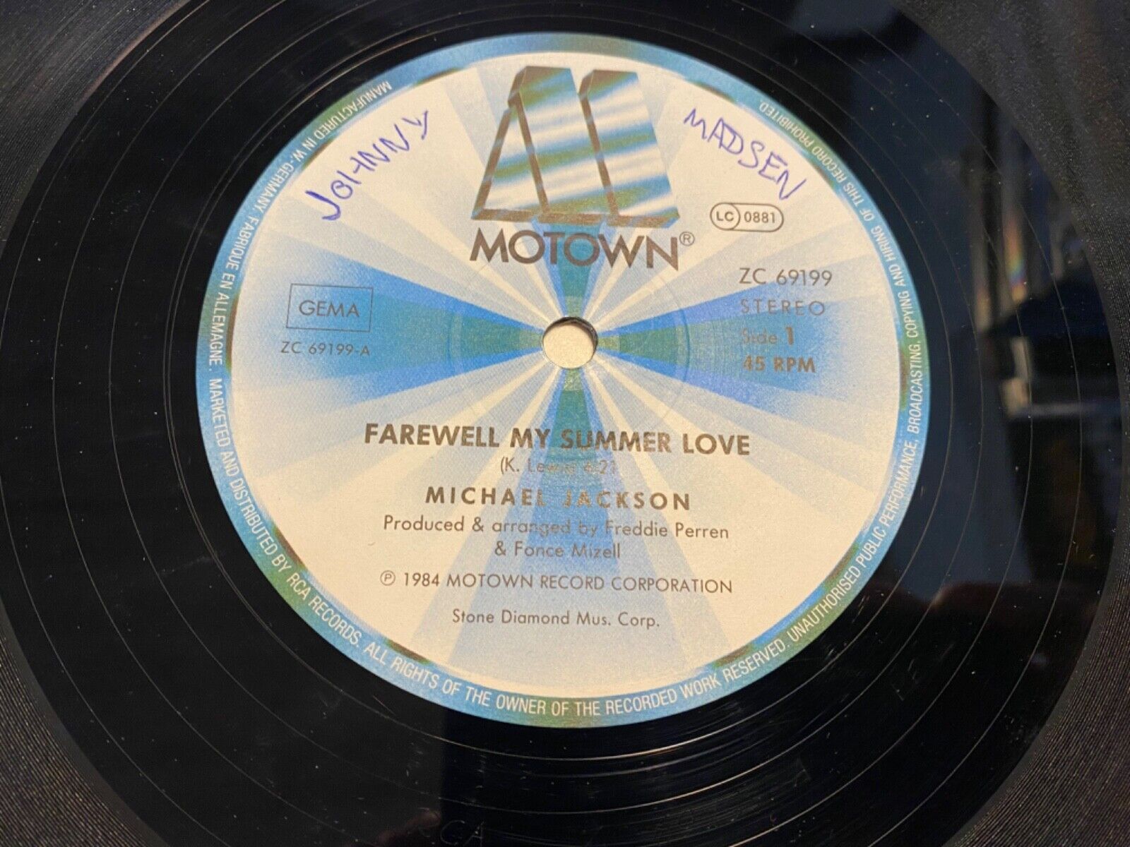 MICHAEL JACKSON "FAREWELL GERMAN PRESS MY SUMMERLOVE” 1984 MOTOWN RECORDS DUTCH