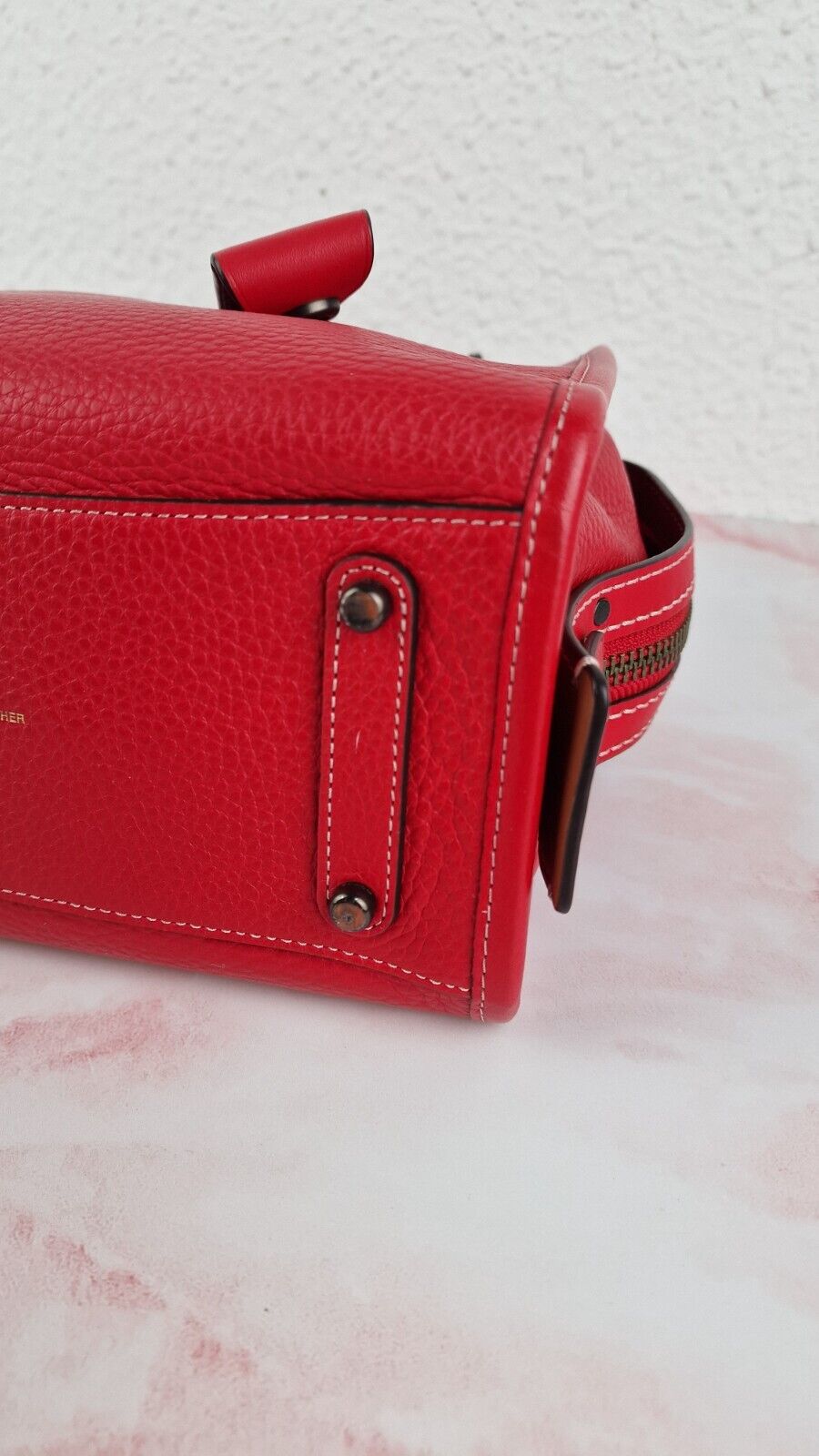 Coach Rogue 25 1941 Red Pebbled Leather Bag 54536 Customized Bow Pin