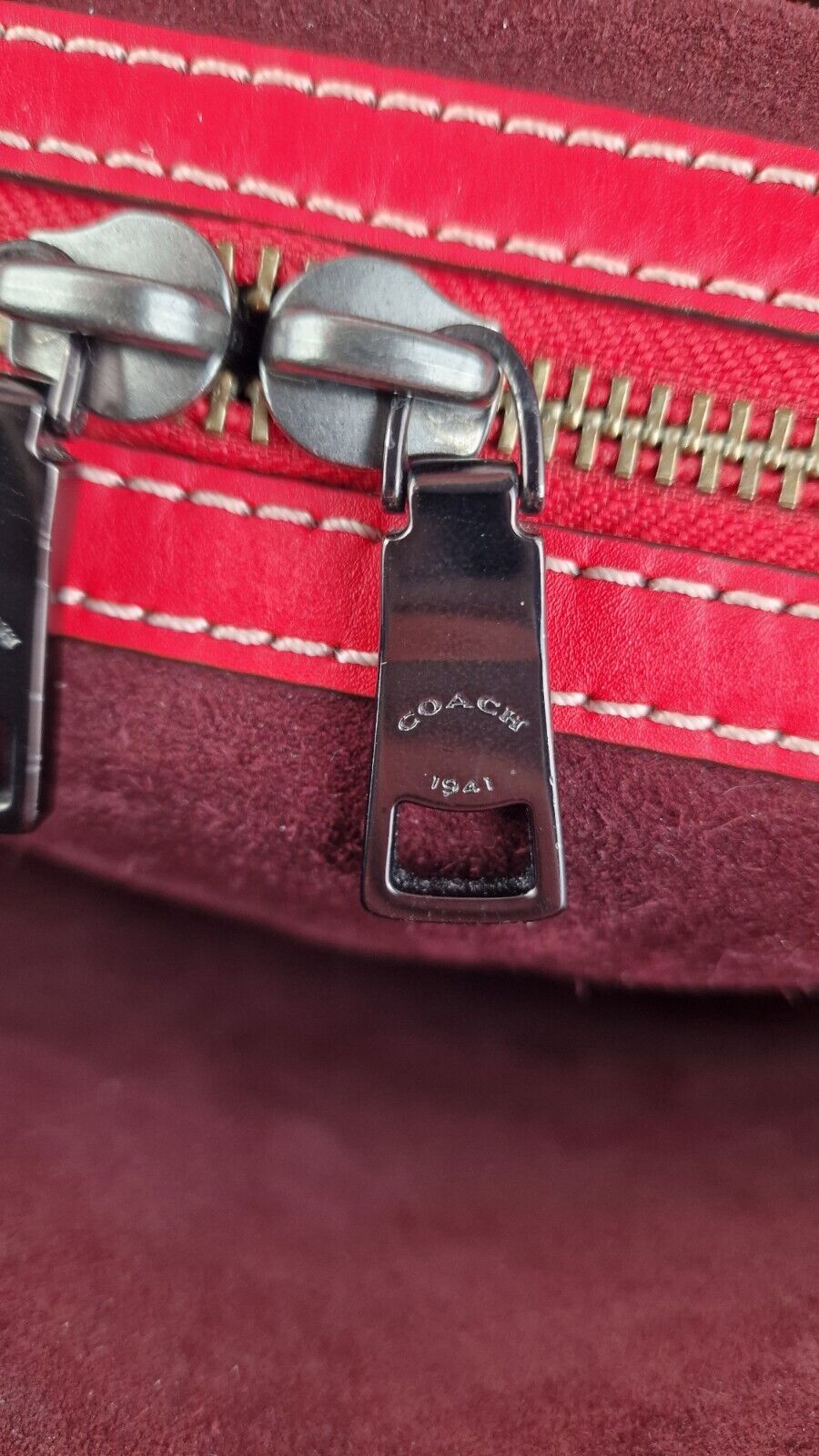 Coach Rogue 25 1941 Red Pebbled Leather Bag 54536 Customized Bow Pin