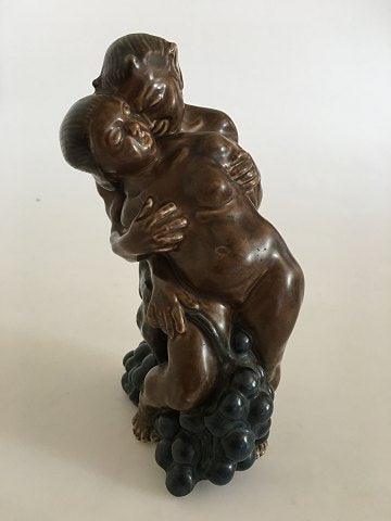 Kai Nielsen Stoneware Figurine no 23 of Pan with Woman and Grapes