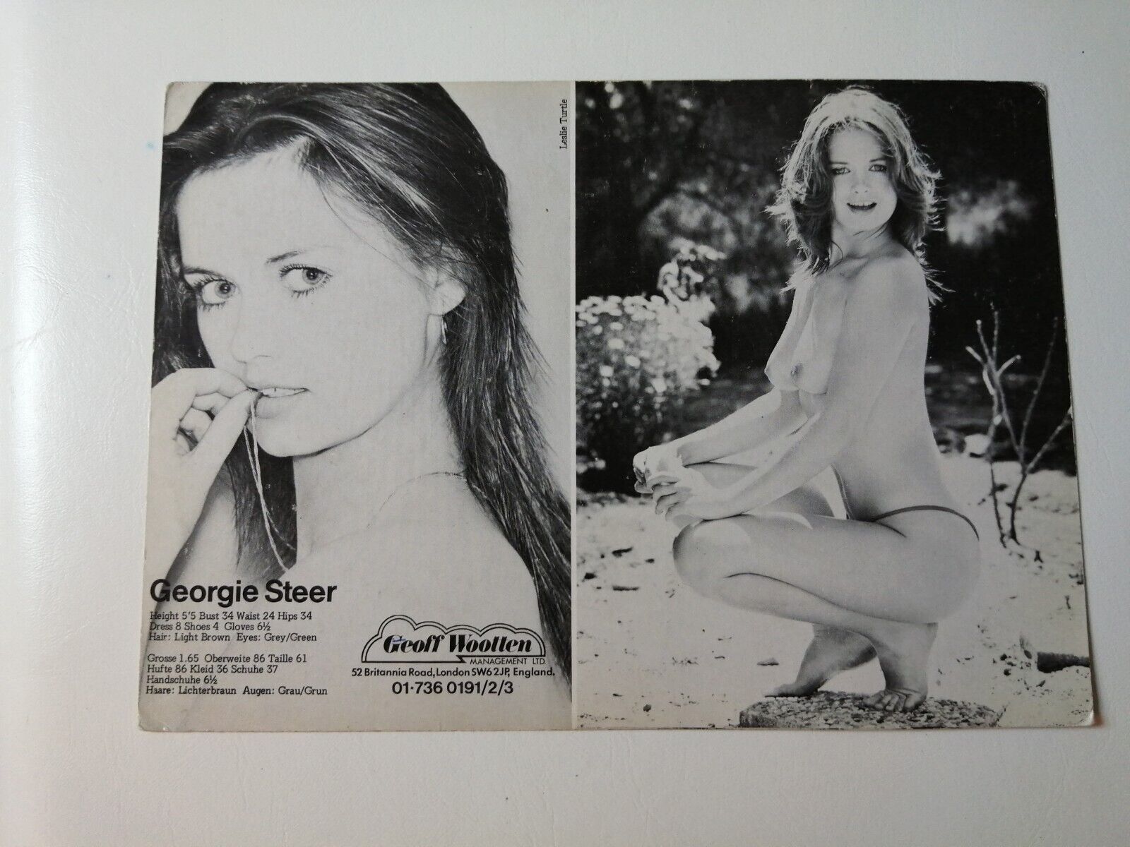 Vintage  English  model comp card from 1970s/1980sGeorgie