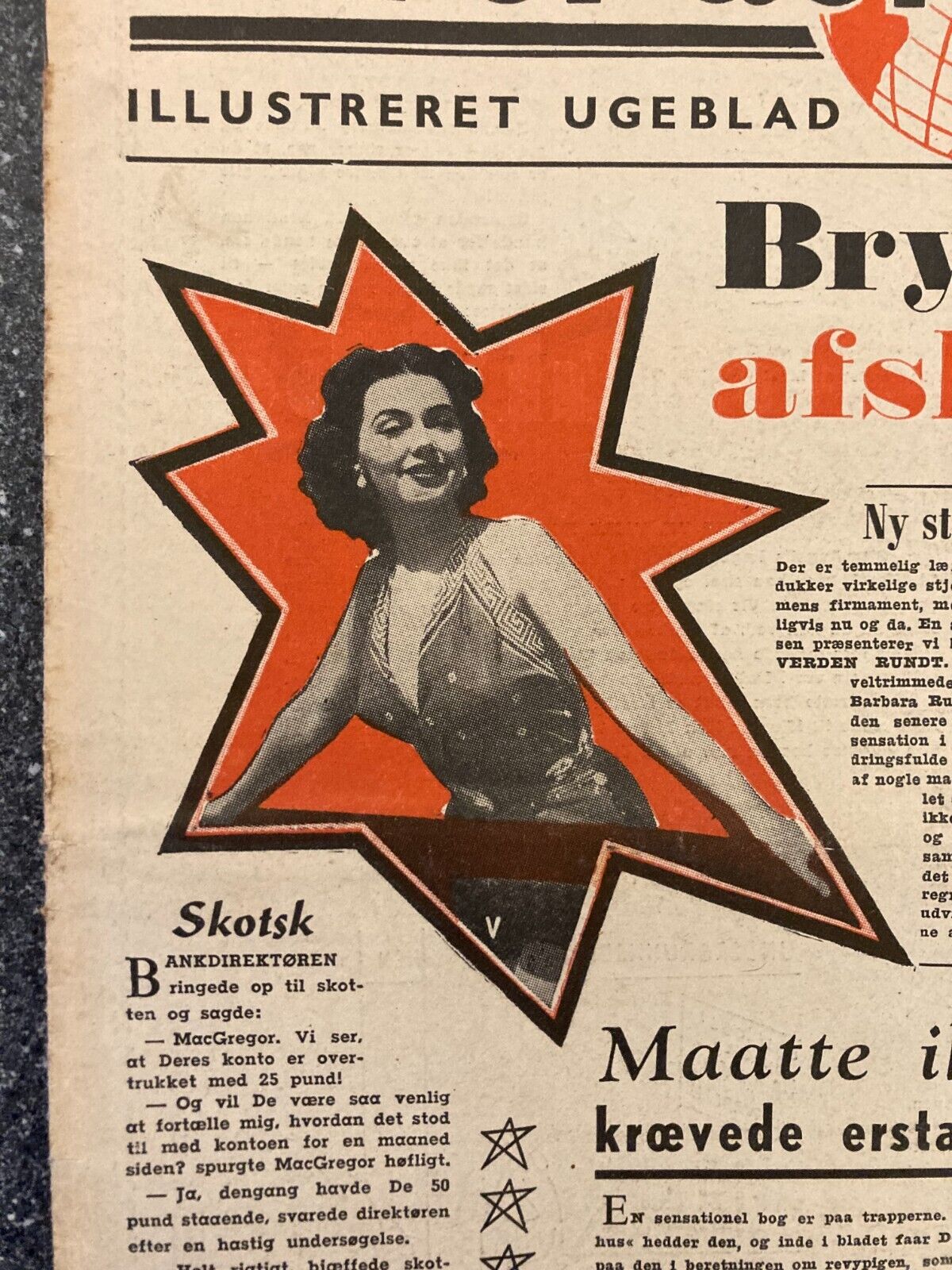 Barbara Rusher Ruth Hampton Don Taylor Danish Magazine 1955 "Verden Rundt"