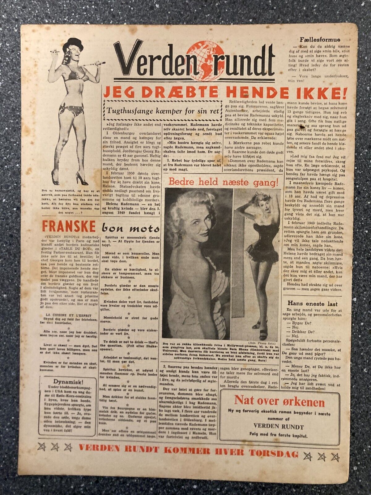 Barbara Rusher Ruth Hampton Don Taylor Danish Magazine 1955 "Verden Rundt"