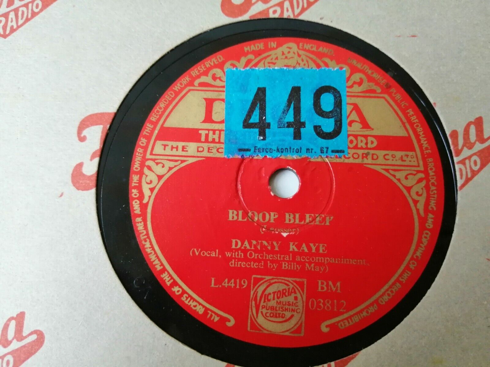 78 RPM DANNY KAYEBloop Beep/I Wonder Who's Kissing Her Now Decca