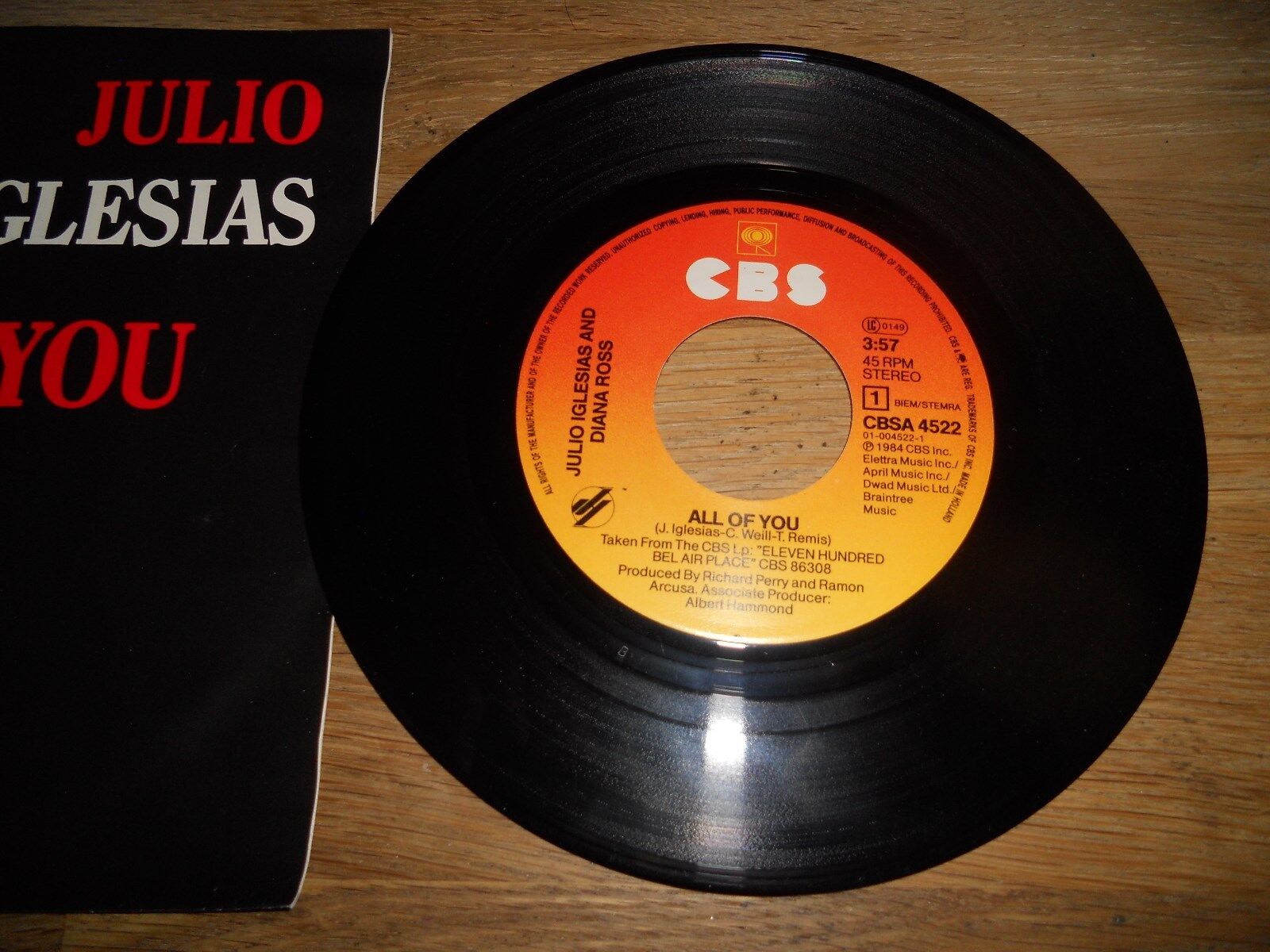 DIANA ROSS  JULIO IGLESIAS "ALL OF YOU" CBS DUTCH PRESSED 1984 SCARCE 7" SINGLE