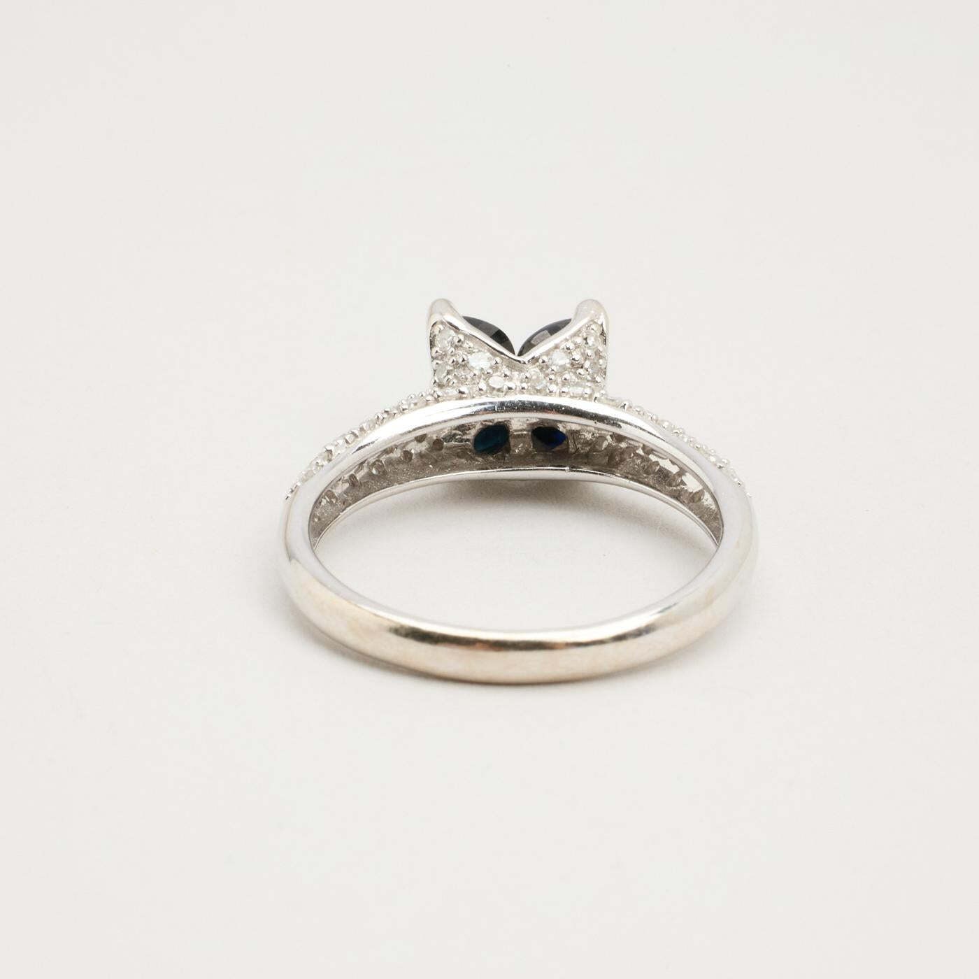 Ring with diamond (0305 ct) in 18K White gold size 6½ | Vintage Solid