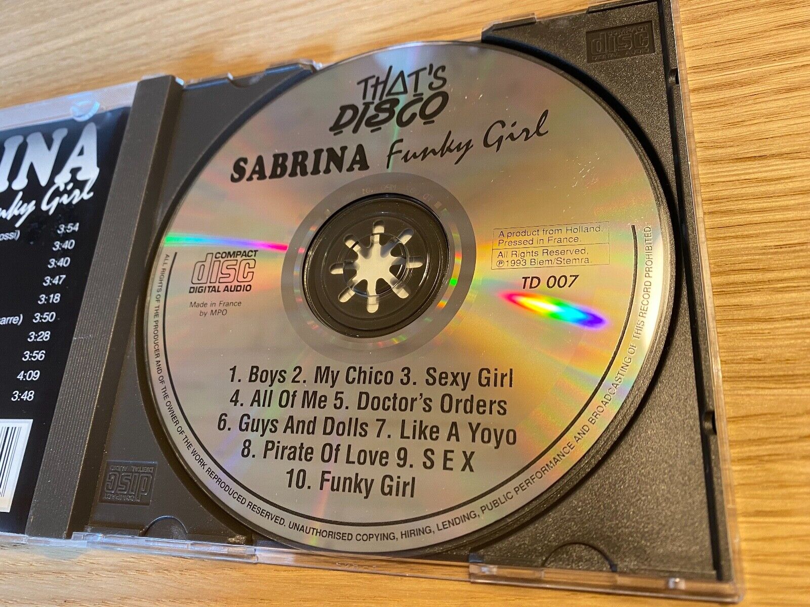 SABRINA SALERNO "FUNKY GIRL" 10 TRACK CD ALBUM 1993 TD 007 BIEM/STEMRA FRANCE CD