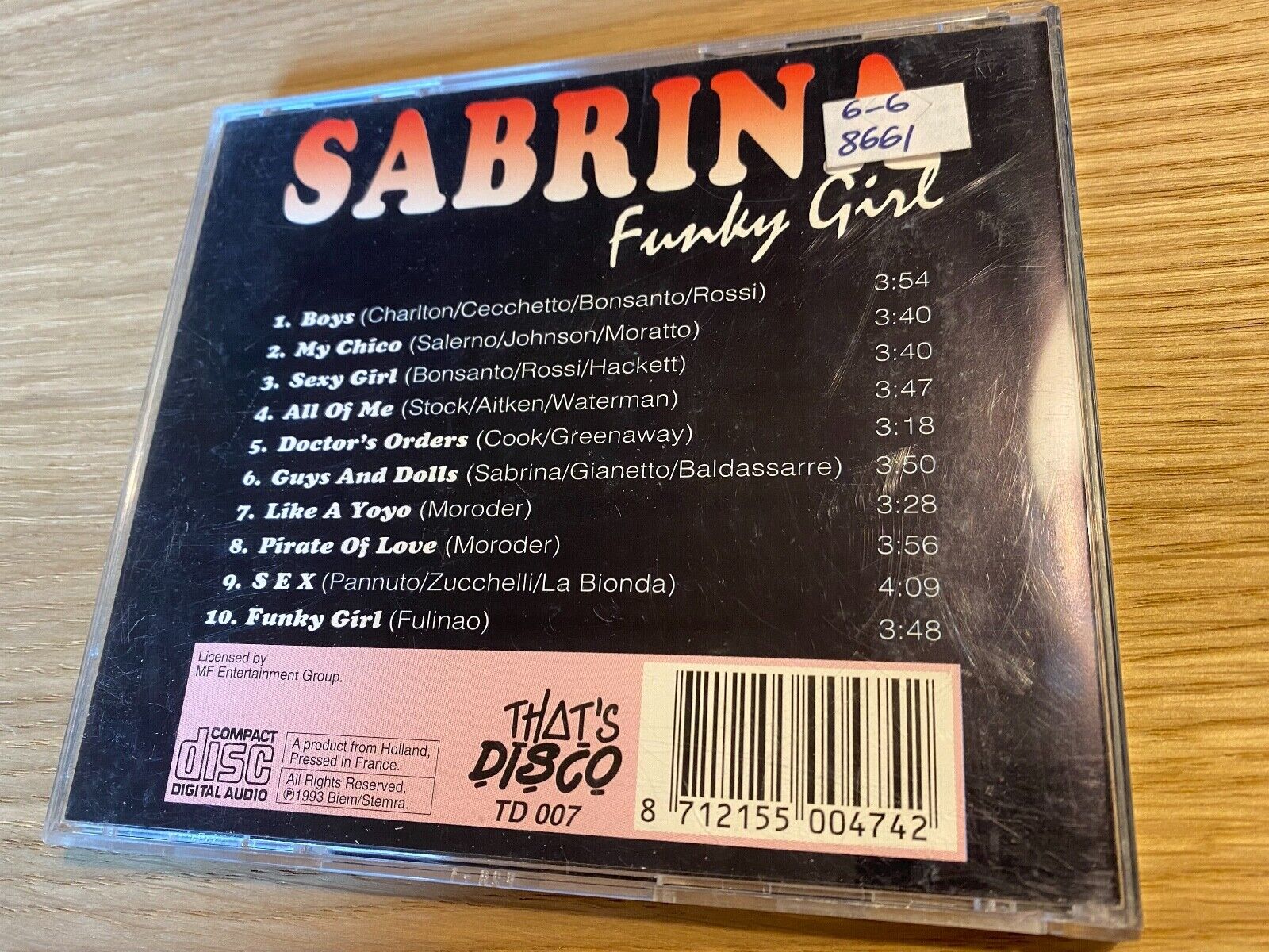 SABRINA SALERNO "FUNKY GIRL" 10 TRACK CD ALBUM 1993 TD 007 BIEM/STEMRA FRANCE CD