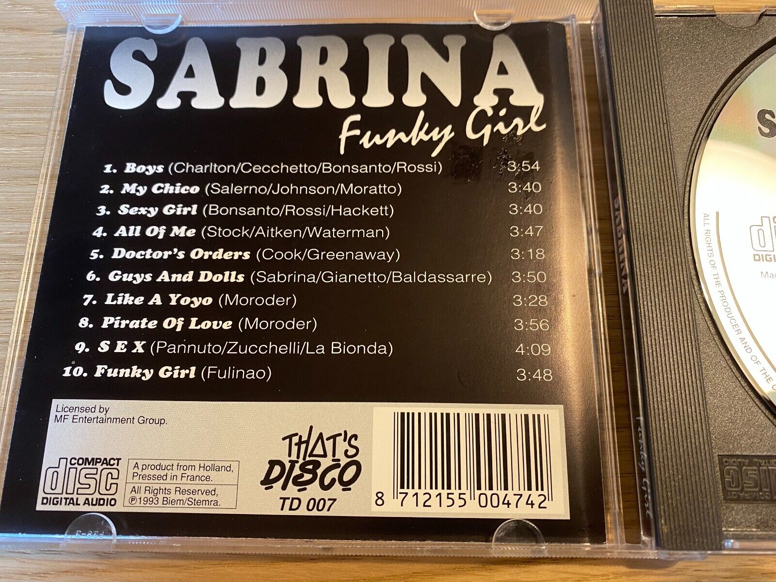 SABRINA SALERNO "FUNKY GIRL" 10 TRACK CD ALBUM 1993 TD 007 BIEM/STEMRA FRANCE CD