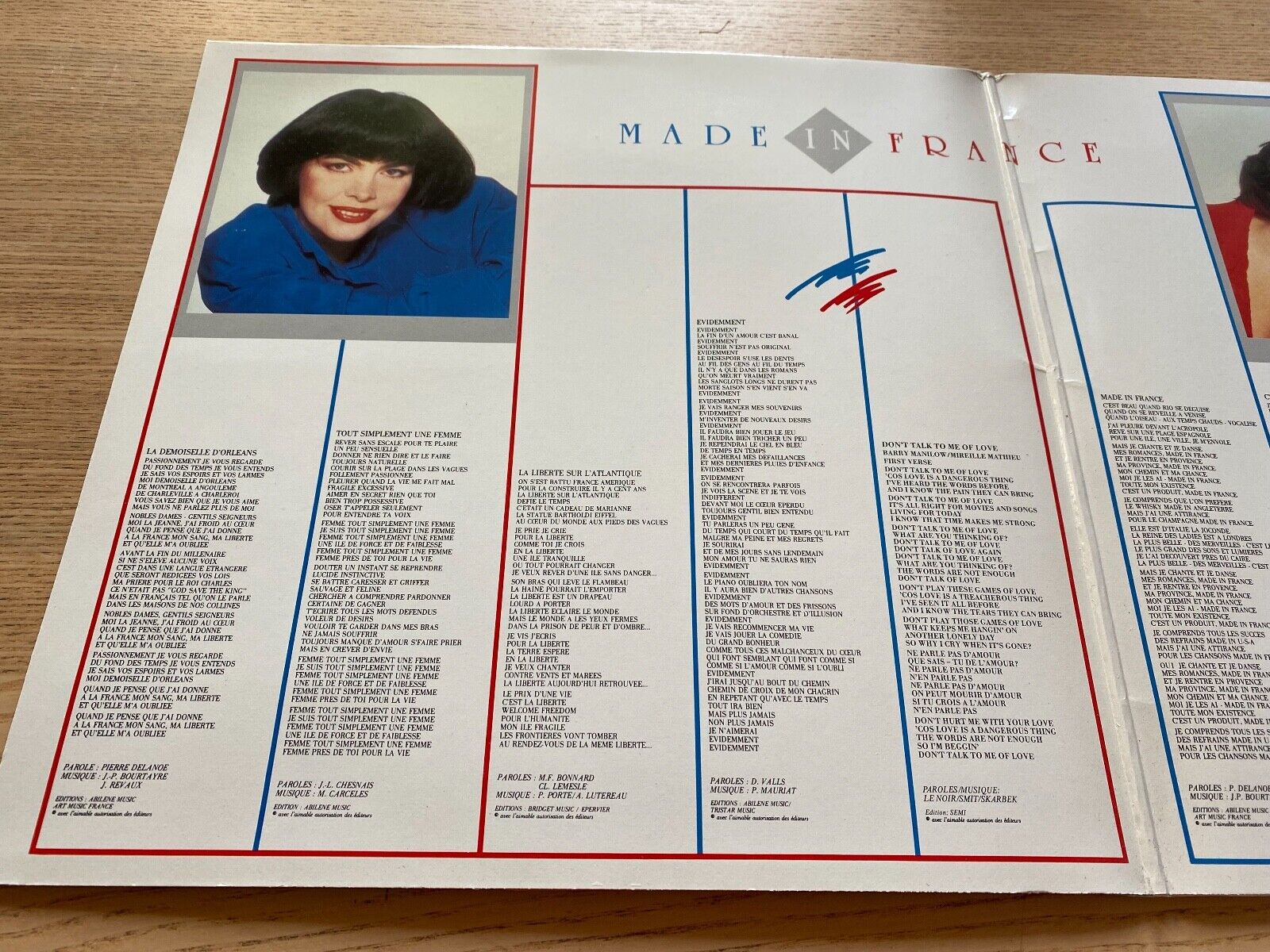 MIREILLE MATHIEU " MADE IN FRANCE" 1986 GERMAN PRESS 10 SONGS GATEFOLDED COVER**