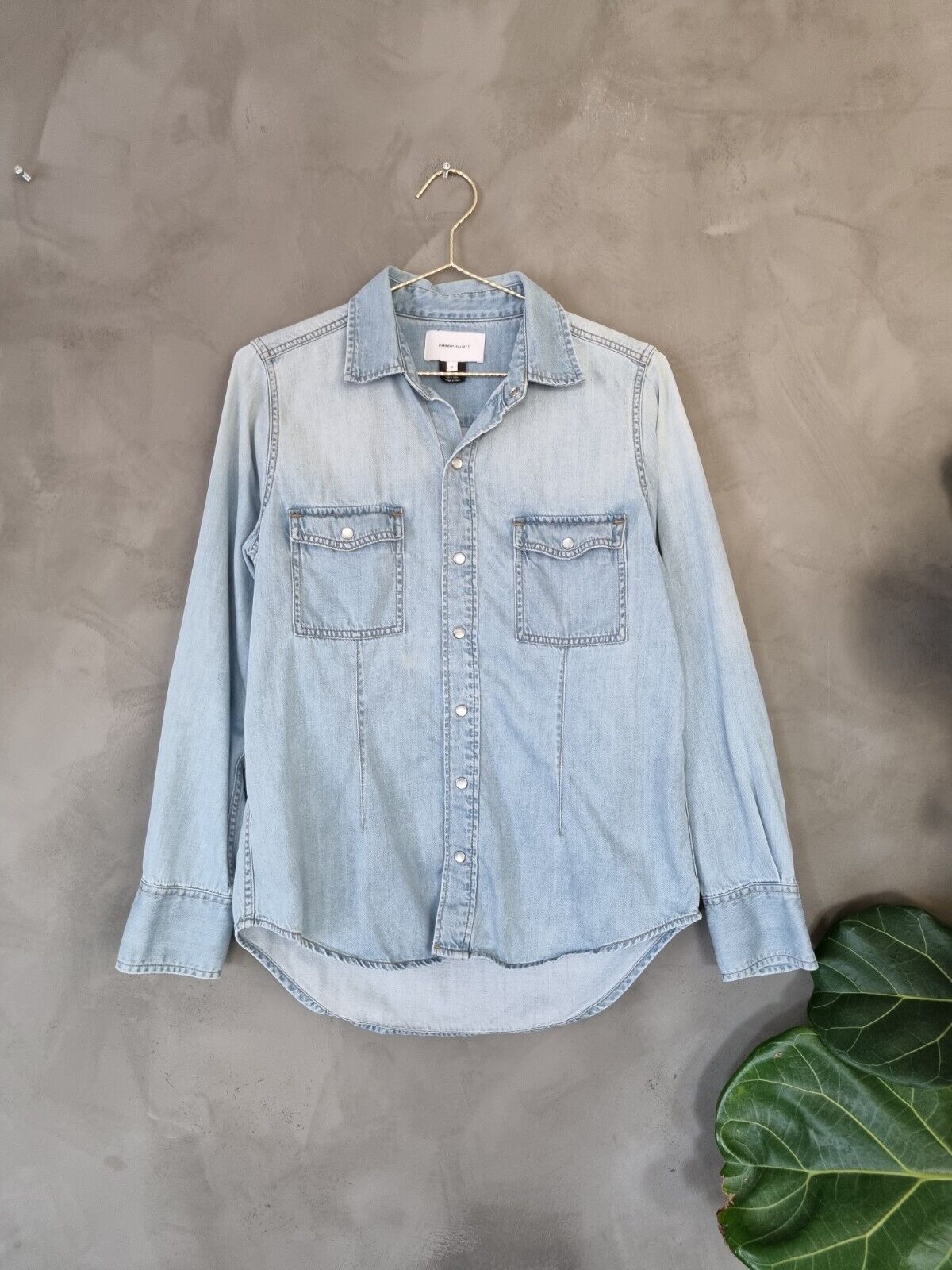 **CURRENT ELLIOT** Blue Denim Distressed Shirt Sz 1 DE36