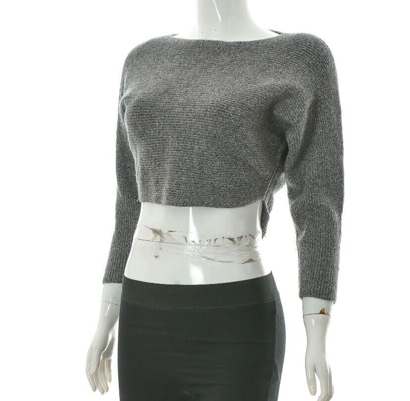 Wilfred Italian Yarn Womens Crop Top Sweater Jumper Long Sleeve M Medium Grey