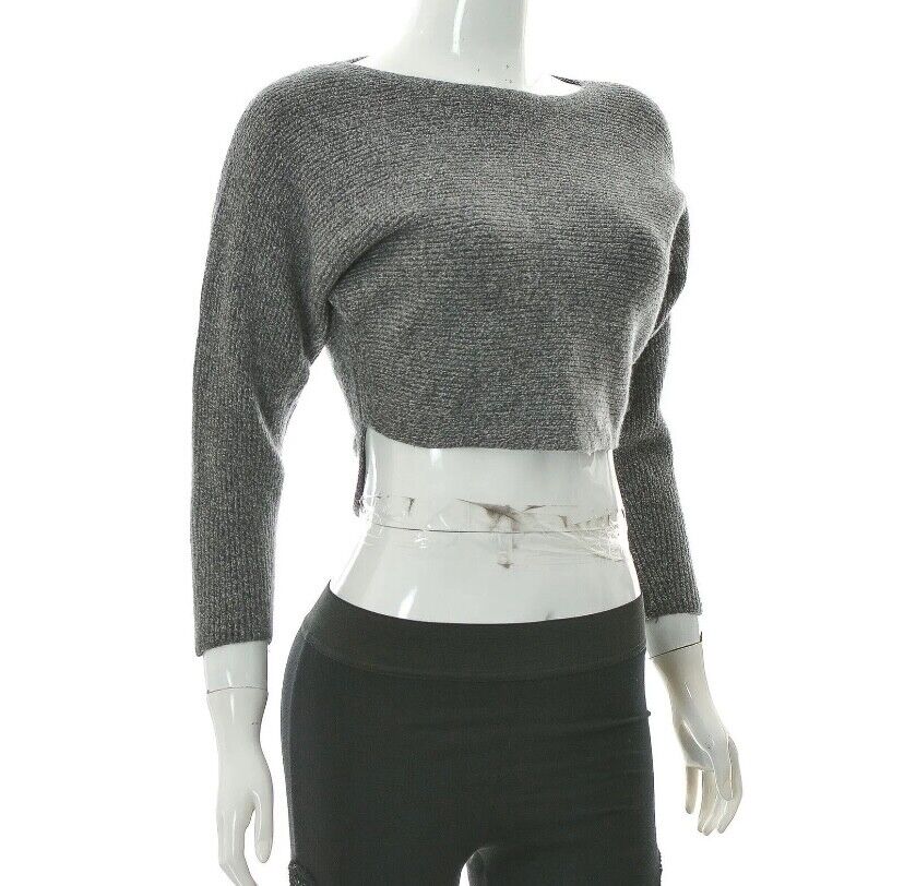 Wilfred Italian Yarn Womens Crop Top Sweater Jumper Long Sleeve M Medium Grey