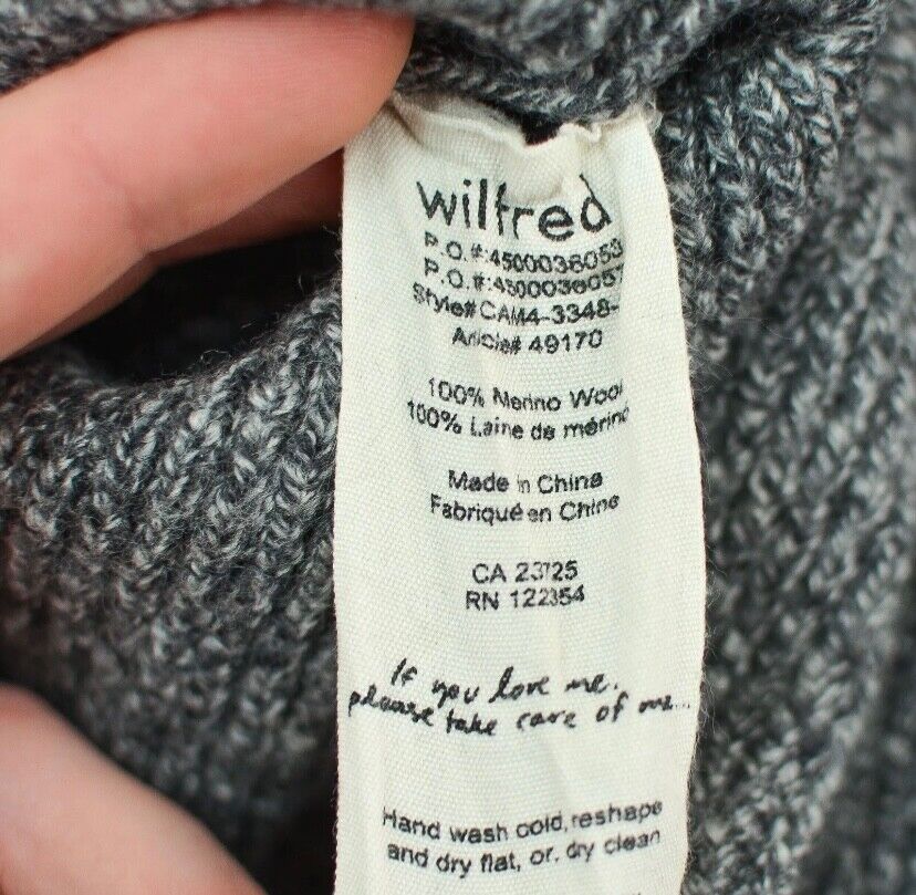 Wilfred Italian Yarn Womens Crop Top Sweater Jumper Long Sleeve M Medium Grey