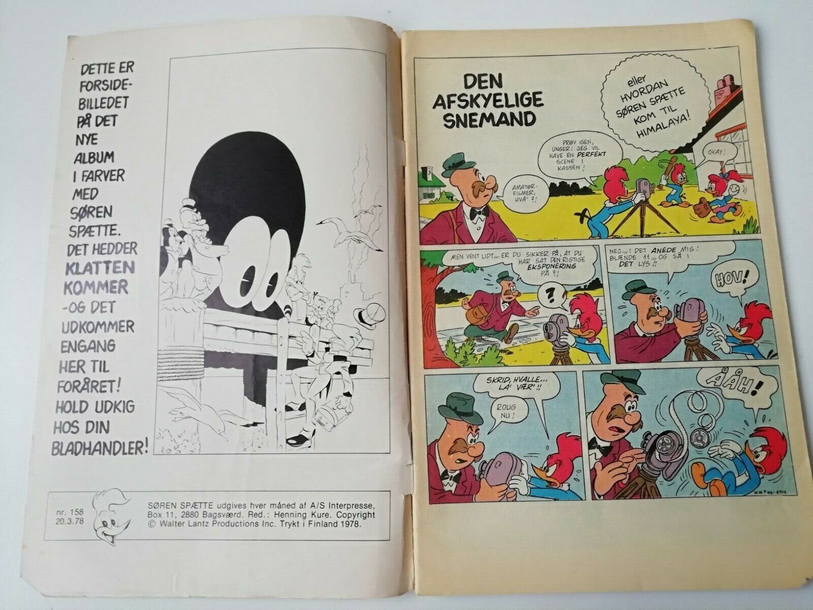 "Søren Spætte"-Woody WoodpeckerNo 3-1978 Danish comic book