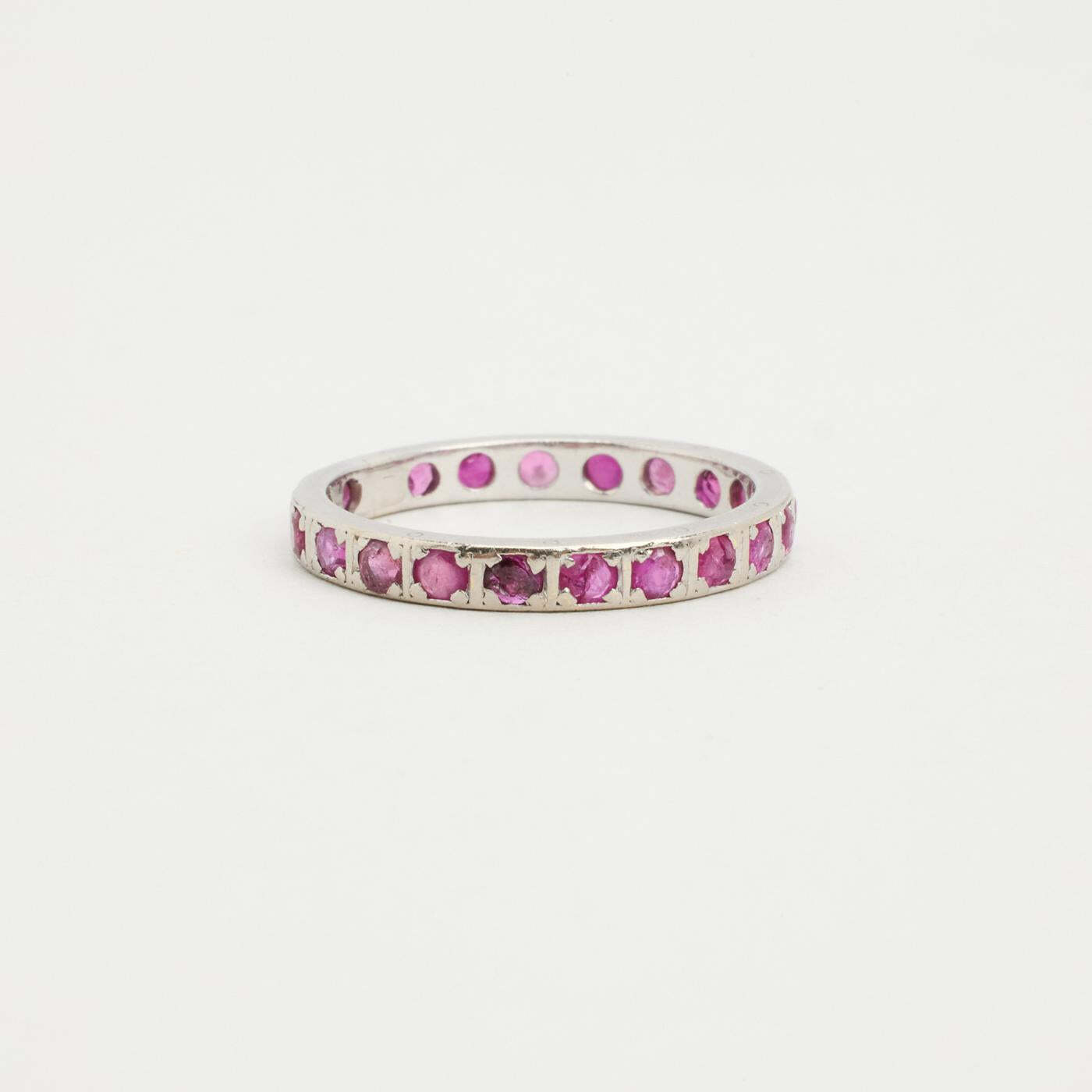 Ring with and ruby in 14K White gold size 6 - 5¾ | Real Genuine Gold