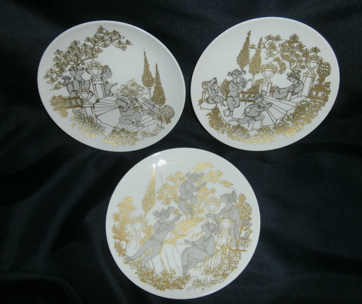 💥 Rosenthal Bjorn Wiinblad Serenade 3 x Romance wall plates MIB