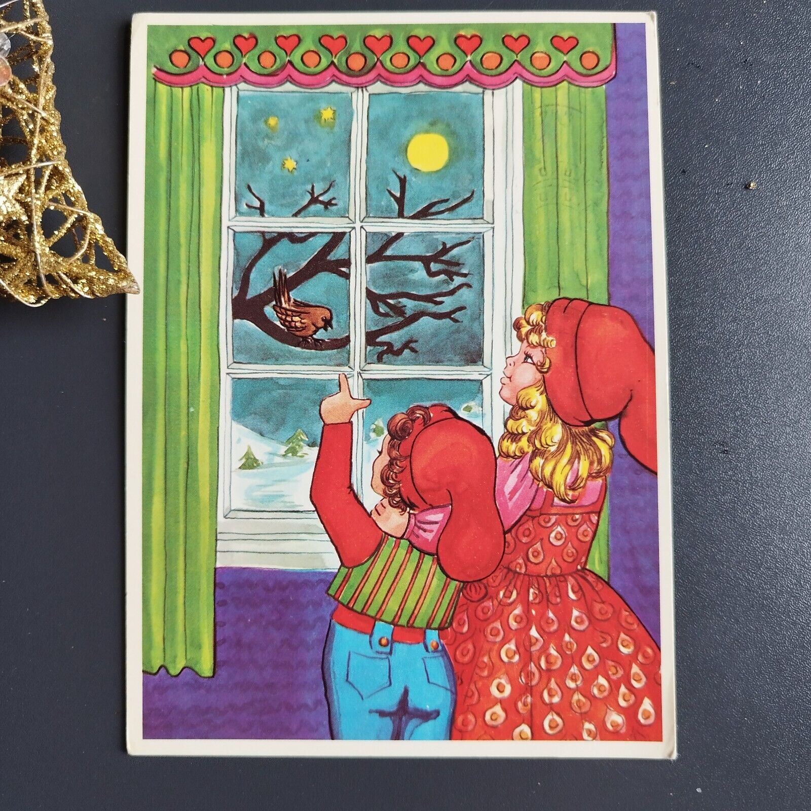 Vintage and collectible Danish Christmas card Posted  in 1976 ( no X33 )