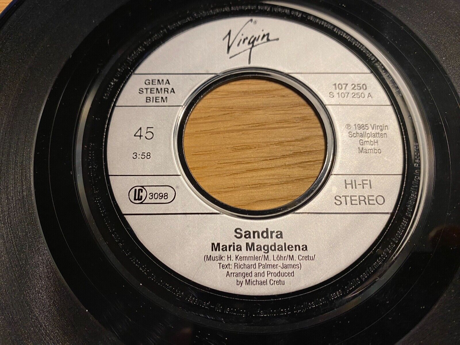 SANDRA "MARIA MAGDALENA" 1985 GERMAN PRESS 7" SINGLE VIRGIN MICHAEL CRETU