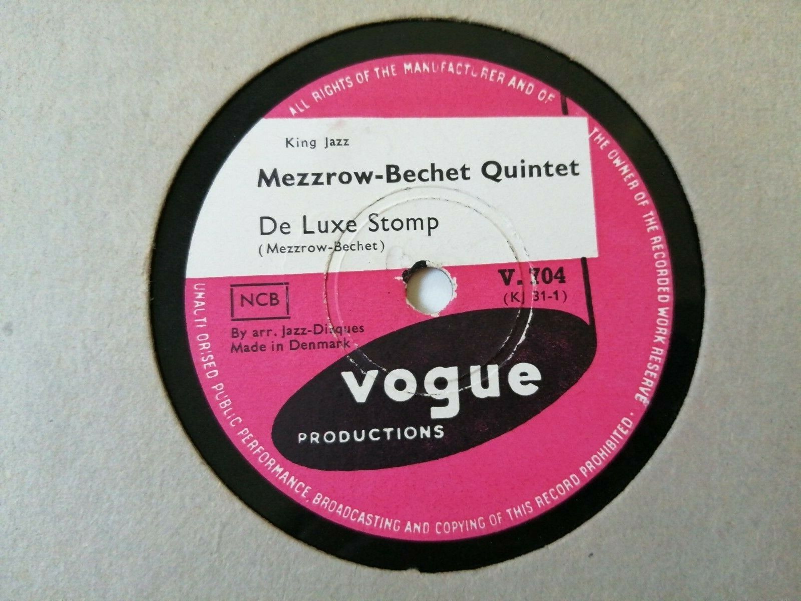 78 rpm MEZZROW-BECHETDe Luxe StompPerdido Street Stomp Vogue Productions