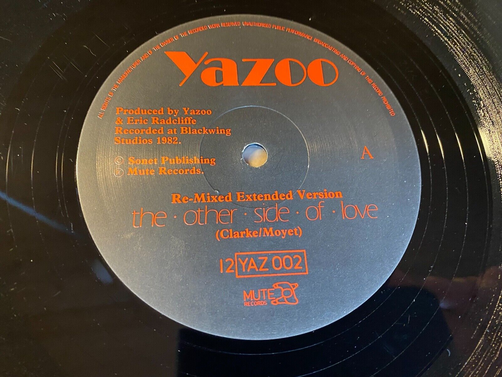 YAZOO "THE OTHER SIDE OF LOVE" REMIX 1982 MUTE RECORDS 12" 2 SONGS UK 1 PRESS