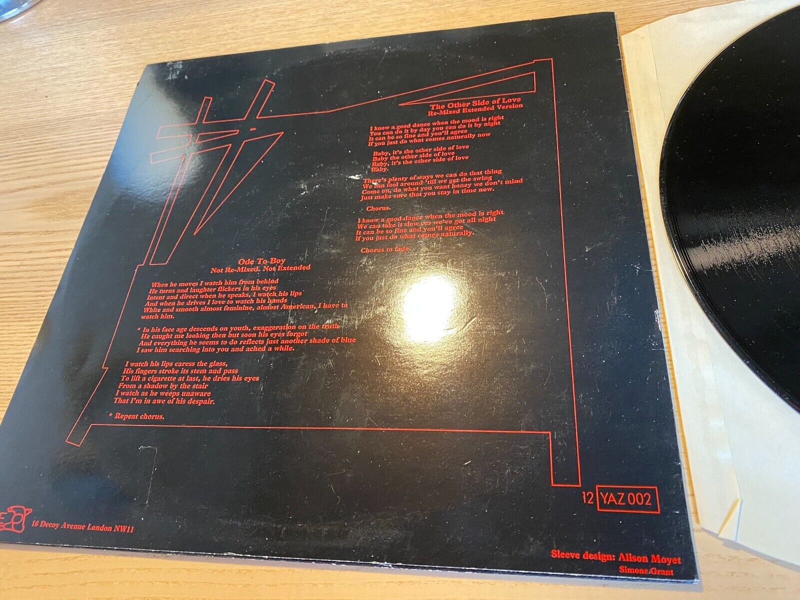 YAZOO "THE OTHER SIDE OF LOVE" REMIX 1982 MUTE RECORDS 12" 2 SONGS UK 1 PRESS