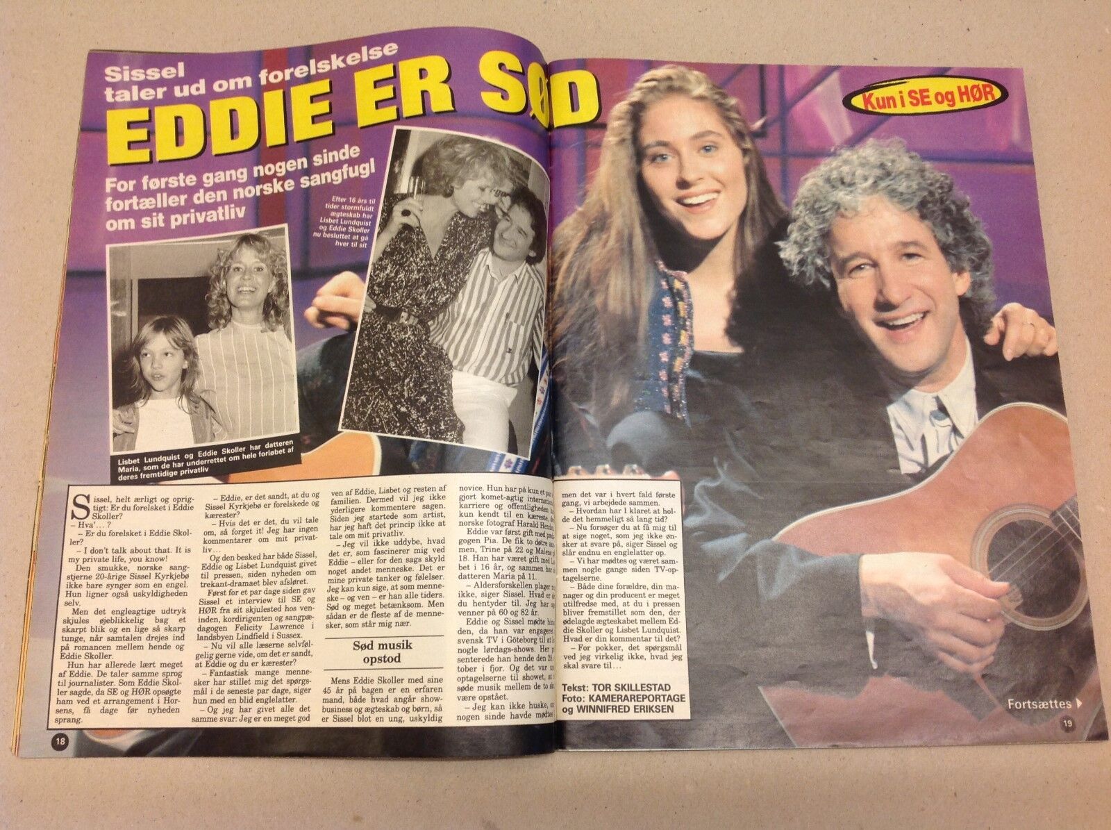 Sissel Kyrkjebø Eddie Skoller Front Cover Vtg Danish Magazine 1990 "Se og Hoer"