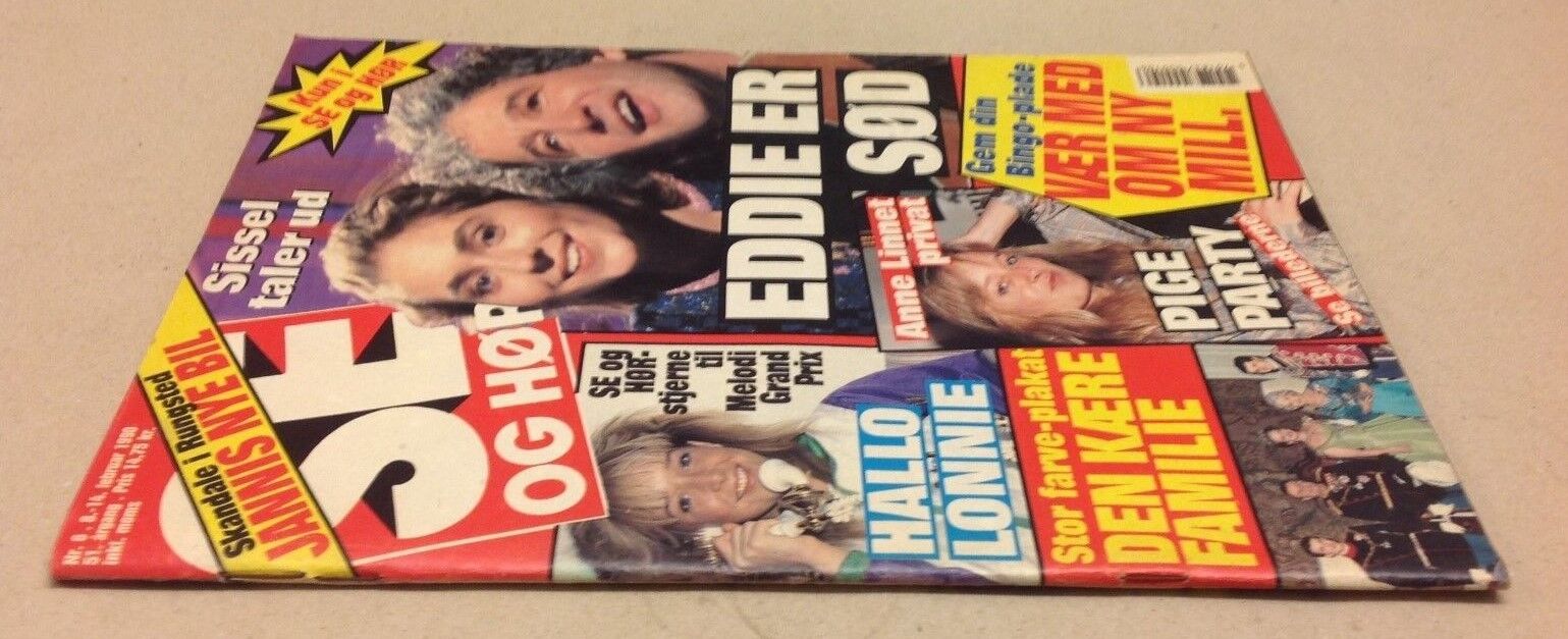 Sissel Kyrkjebø Eddie Skoller Front Cover Vtg Danish Magazine 1990 "Se og Hoer"