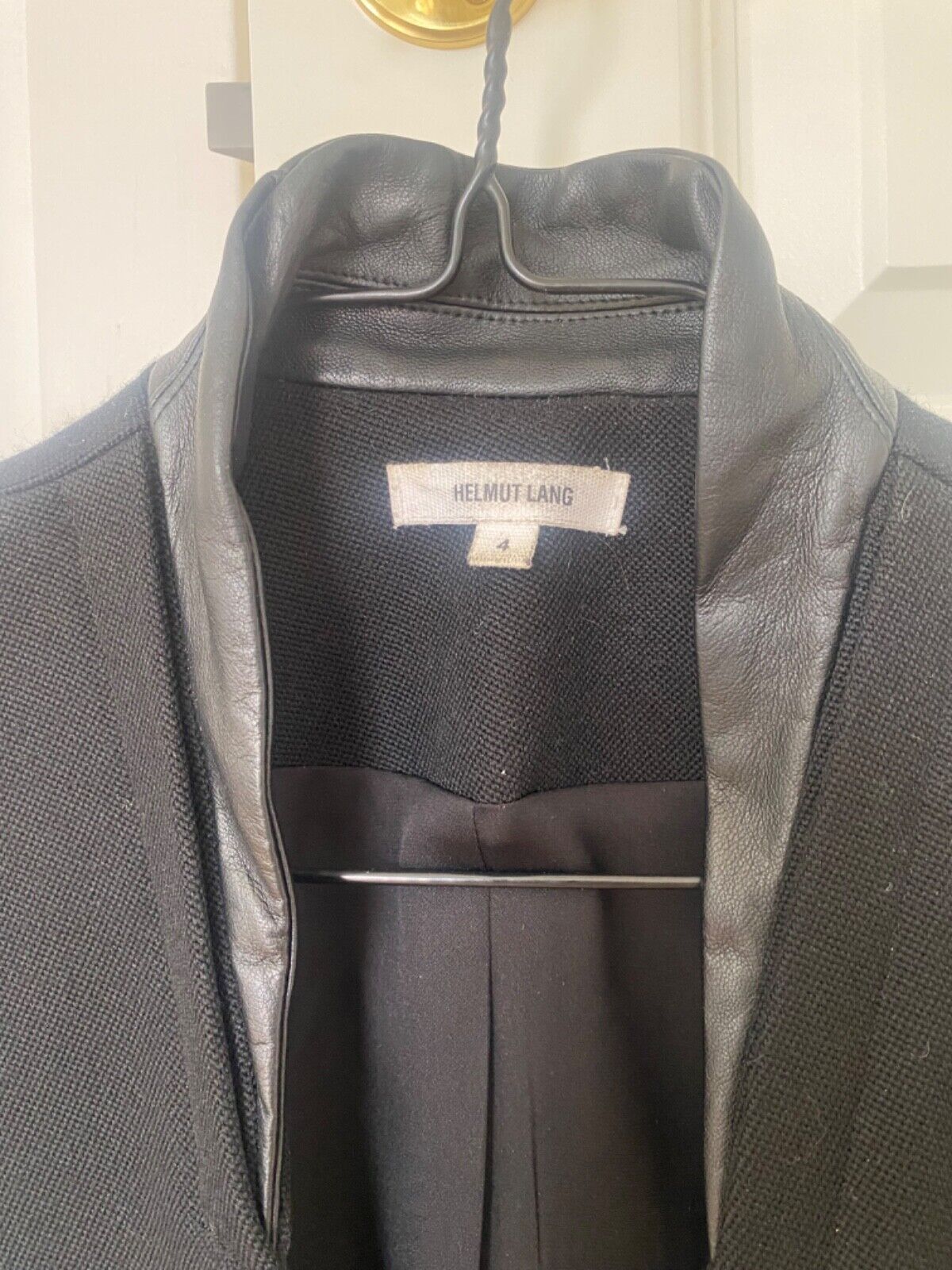 Helmut Lang black wool blazer leather size 4 / 36 / small