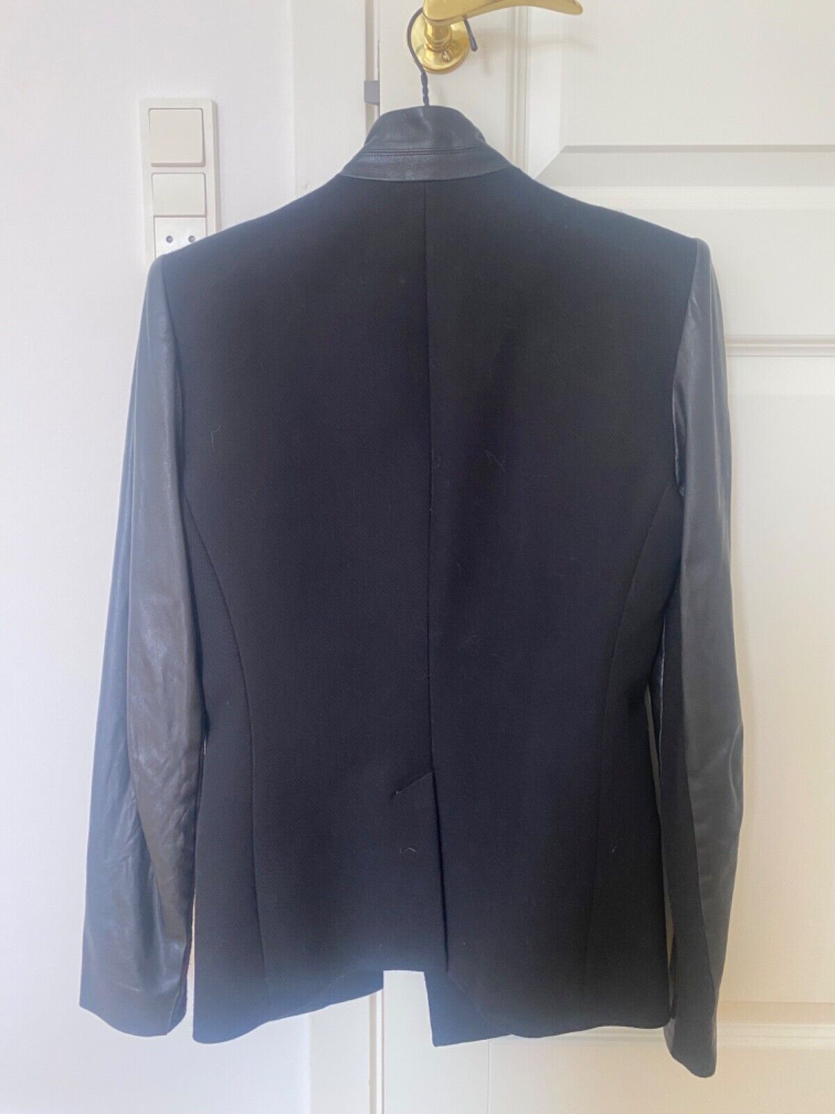 Helmut Lang black wool blazer leather size 4 / 36 / small