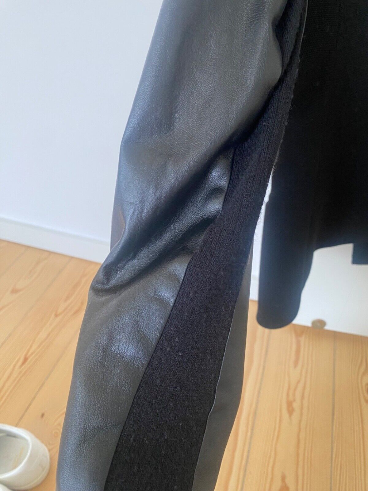 Helmut Lang black wool blazer leather size 4 / 36 / small