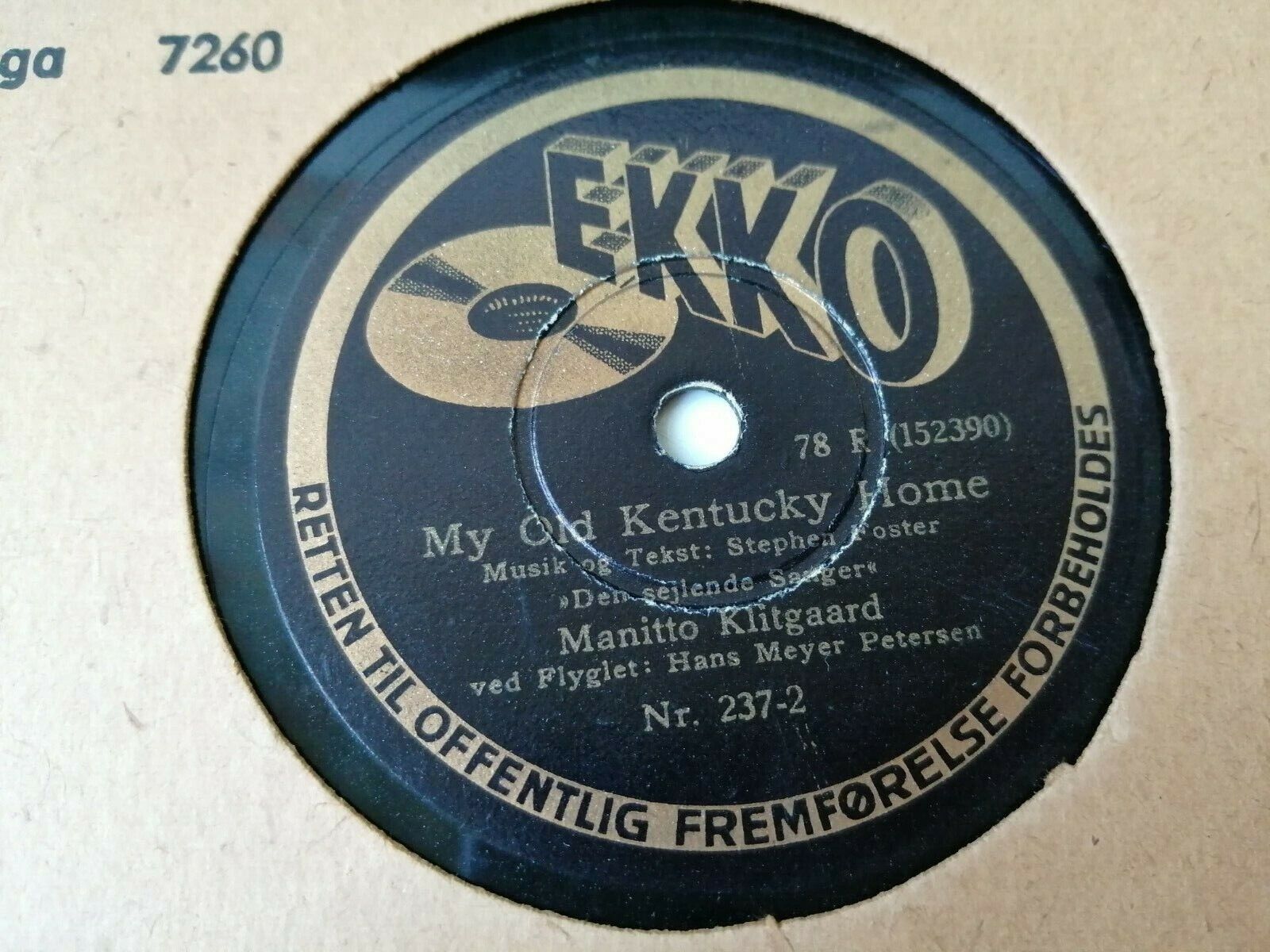 78 RPM  shellacMANITTO KLITGAARDOl' Man River/My OLd Kenrucky Home