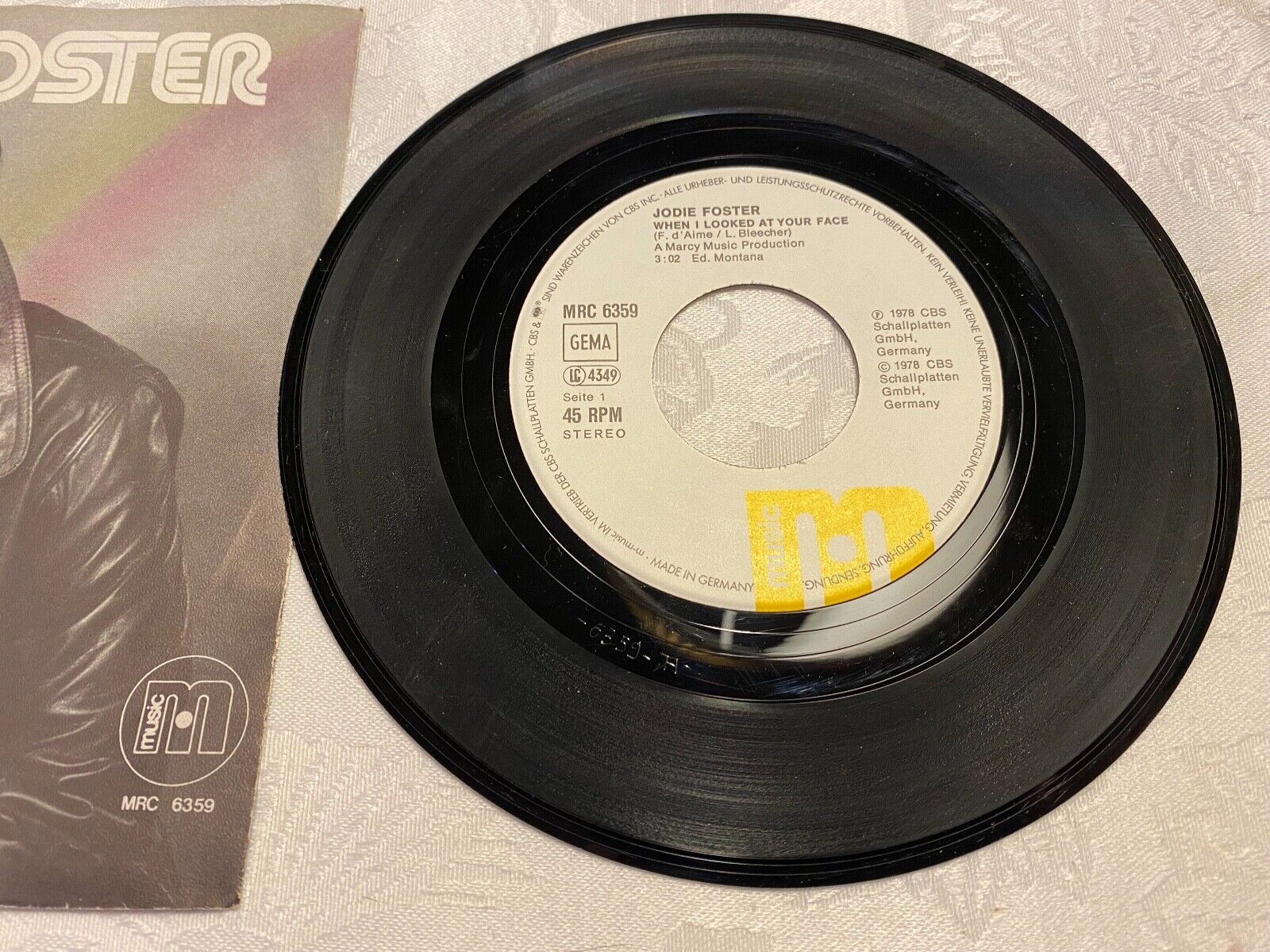 JODIE FOSTER "WHEN I LOOKED AT YOUR FACE"  1978 CBS SCHALLPLATTEN GMBH GERMANY*