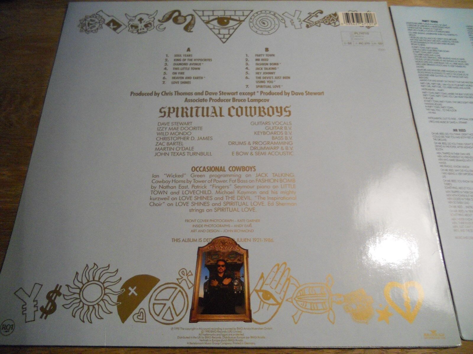 DAVE STEWART  THE SPIRITUAL COWBOYS 1990 GERMAN PRESSED LP RARE 14 TRACKS RARE