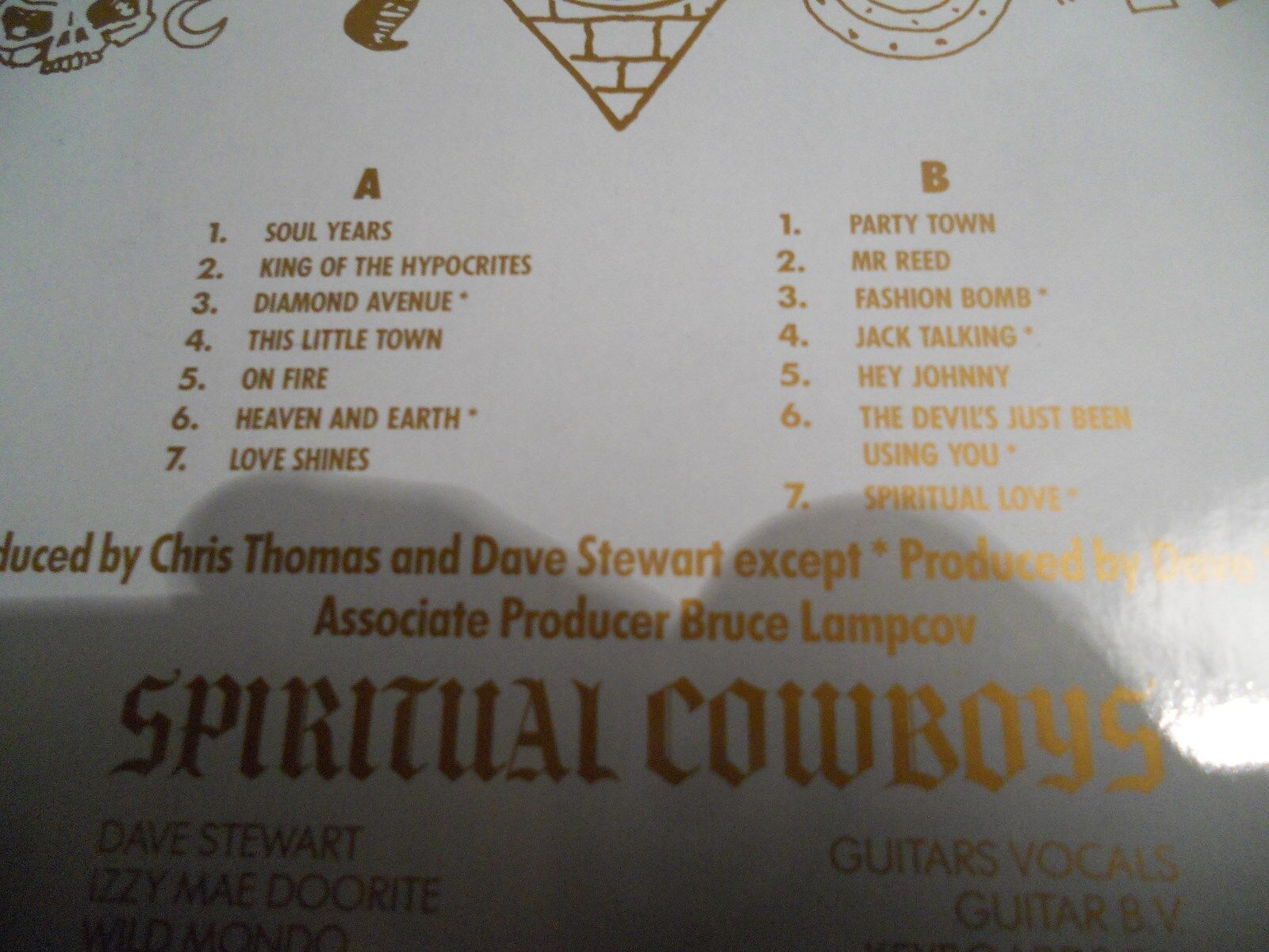 DAVE STEWART  THE SPIRITUAL COWBOYS 1990 GERMAN PRESSED LP RARE 14 TRACKS RARE