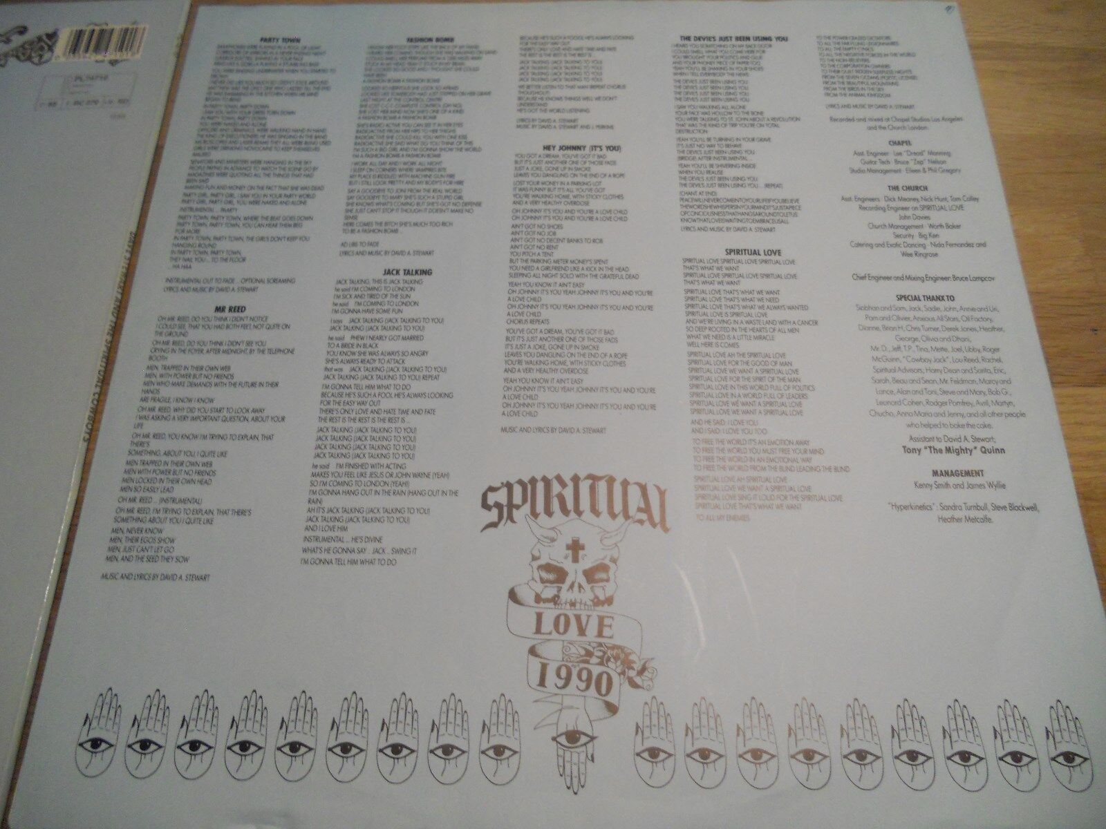 DAVE STEWART  THE SPIRITUAL COWBOYS 1990 GERMAN PRESSED LP RARE 14 TRACKS RARE