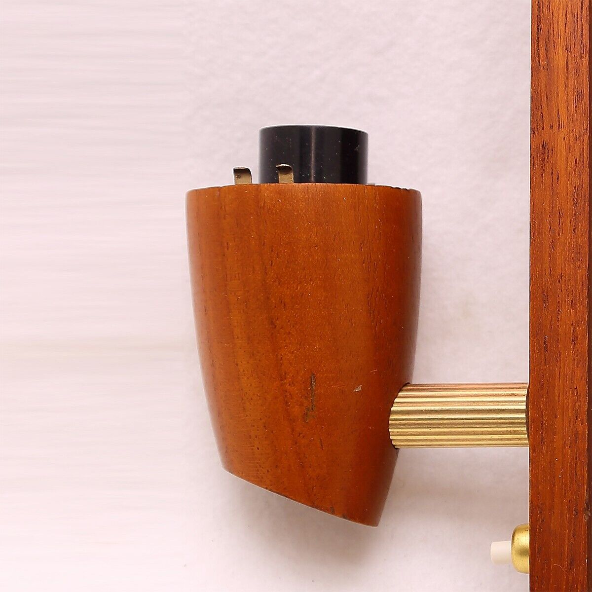 A Pair Of Vintage Teak and Brass Wall And Bedside Table Lamps