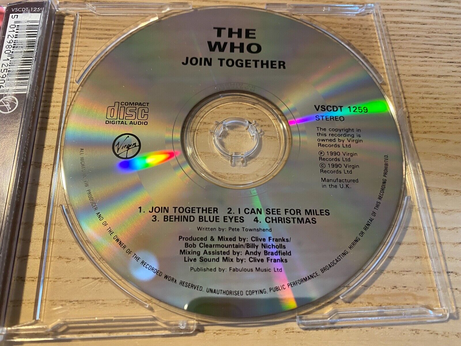 THE WHO "JOIN TOGETHER" 4 TRACK CD SINGLE 1990 VIRGIN RECORDS UK VSCDT 1259 NEW*