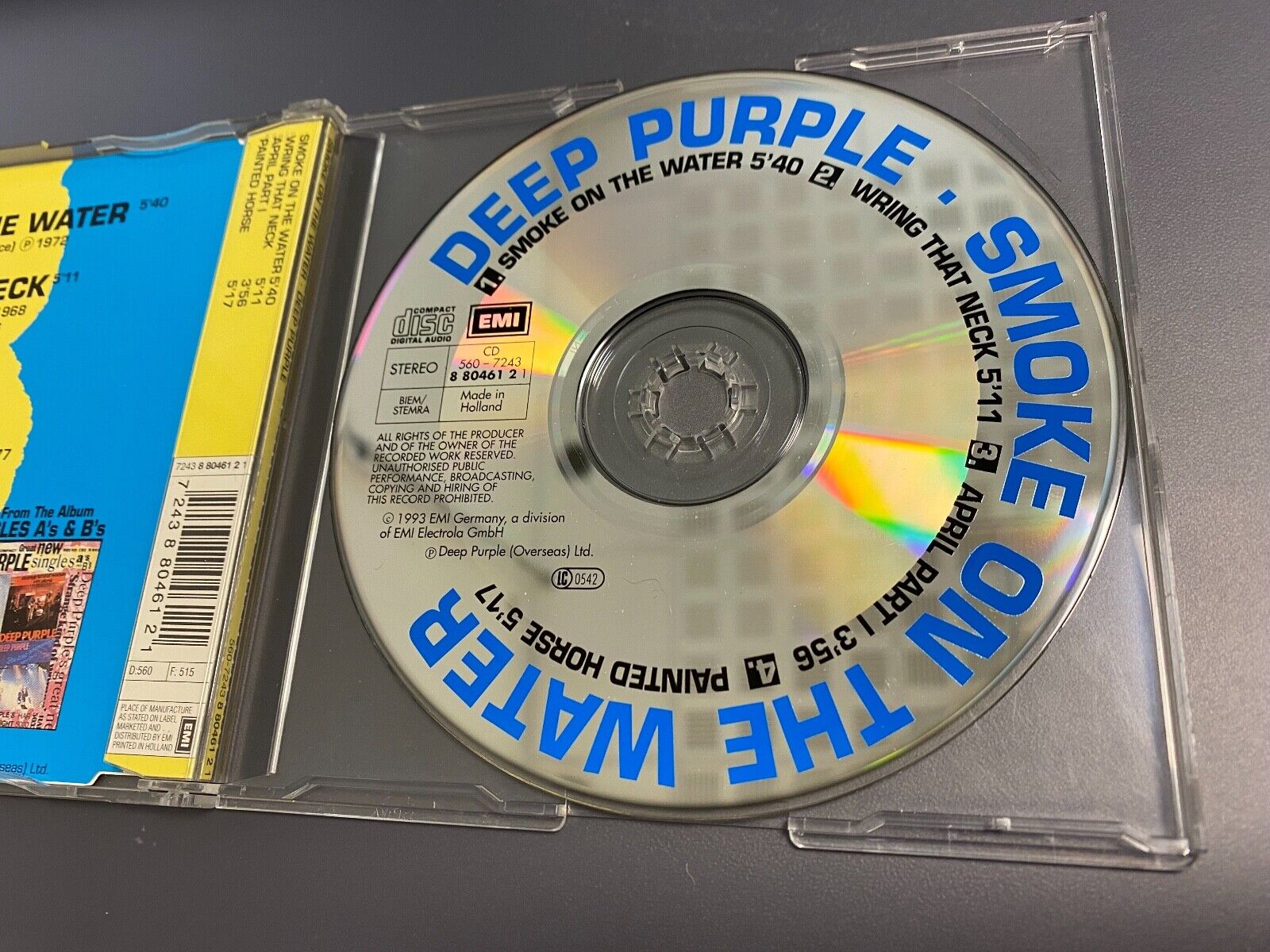 DEEP PURPLE "SMOKE ON THE WATER" 4 TRACK CD SINGLE 1993 EMI GERMANY DUTCH PRESS*