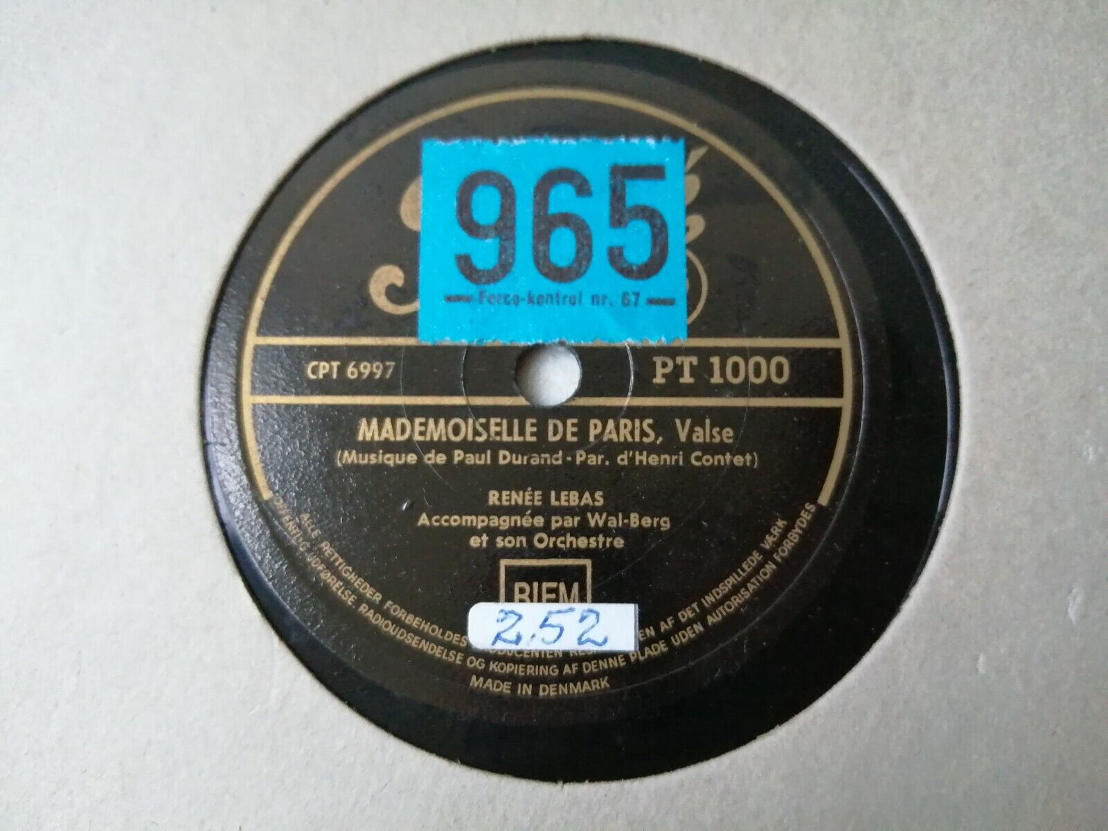 78 rpm shellacRENÉE LEBASMademoiselle de Paris/La Seine Pathé PT 1000