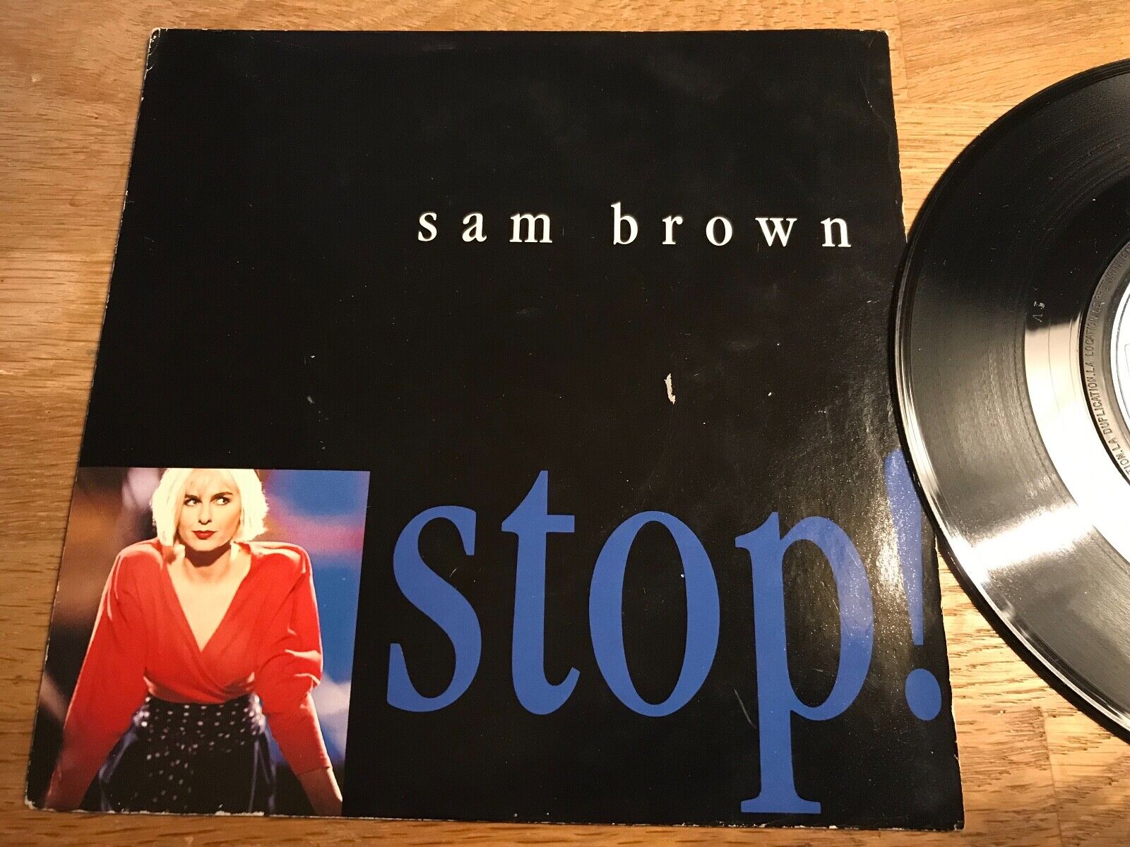 SAM BROWN  "STOP / BLUE SOLDIER" 1988 FRANCE A  M RECORDS 390317-7 POL 102 RARE