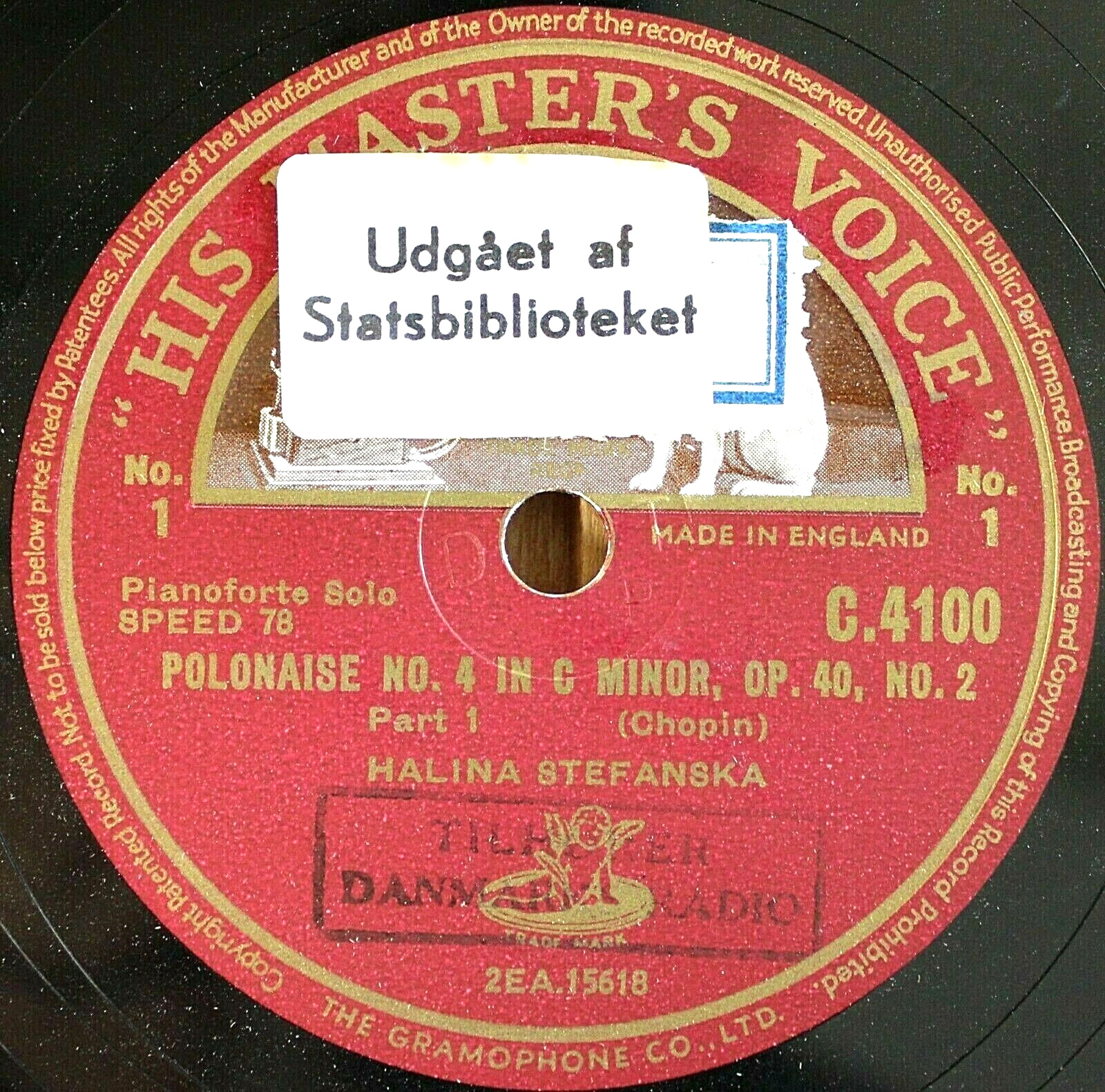 Stefanska Chopin (Polonaise op 402) HMV C 4100 NM(-)