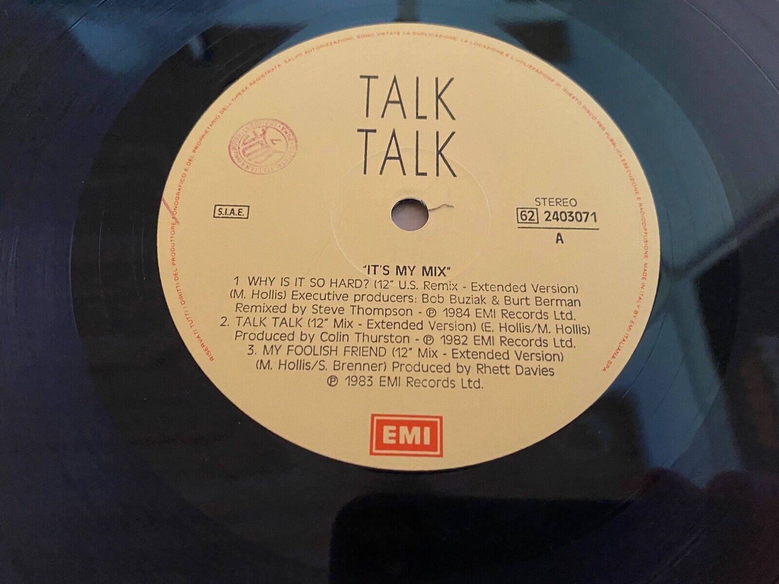 TALK TALK "IT´S MY LIFE" 1984 VINYL MAXI EMI RECORDS ITALY SIAE 6 REMIXED SONGS*