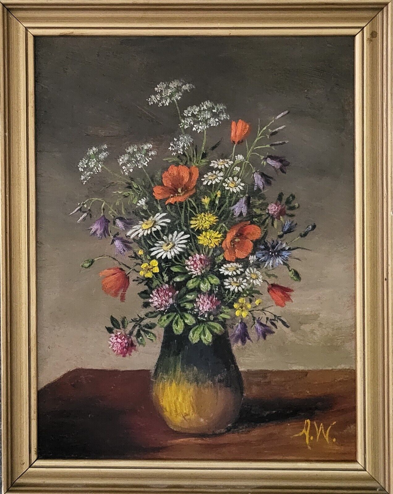 Oil painting. Anna Westphal(1858-1950): ”Wild flowers in a vase”