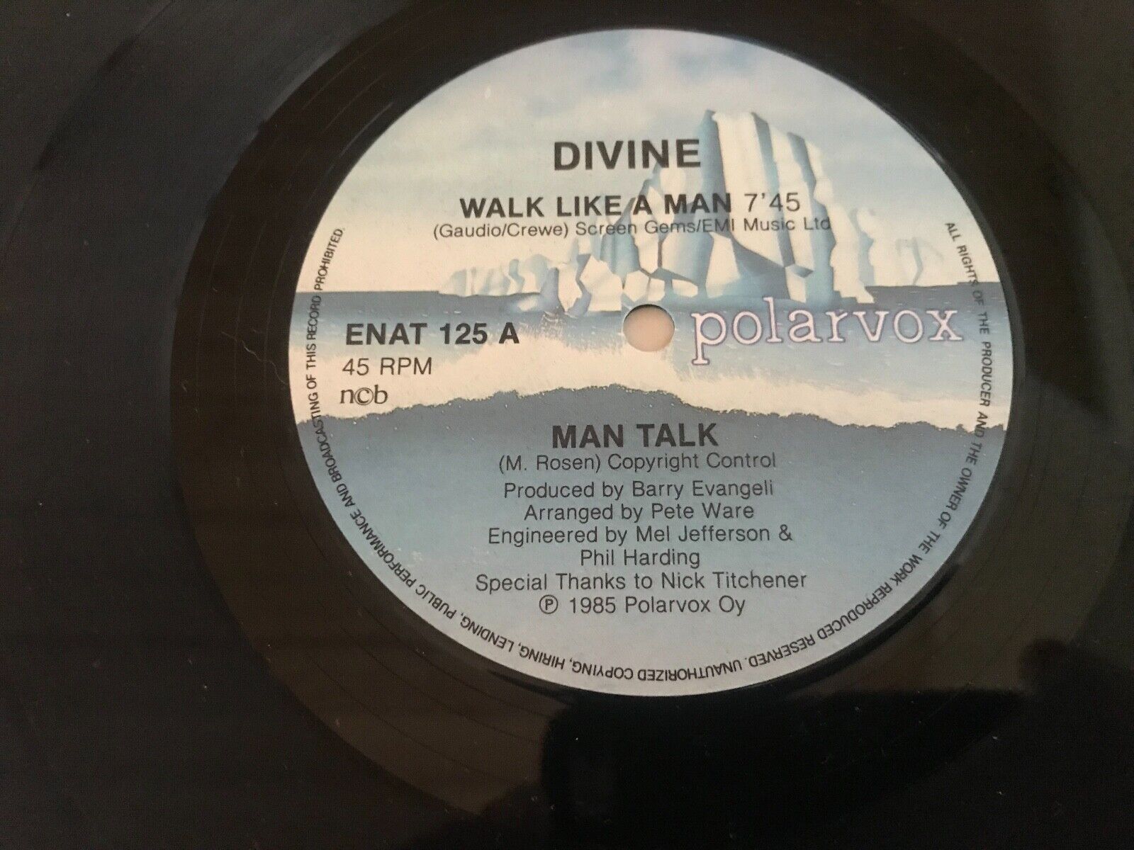 DIVINE "WALK LIKE A MAN/MAN TALK" POLARVOX OY 1985 NCB FINlLAND 12" MAXI SINGLE*