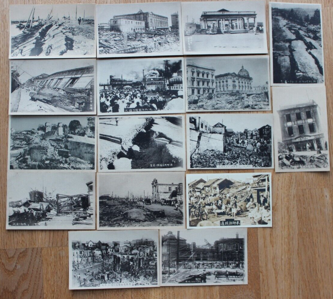 Kanto Earthquake Yokohama Tokyo Japan 1923 - postcard lot of 16 vintage