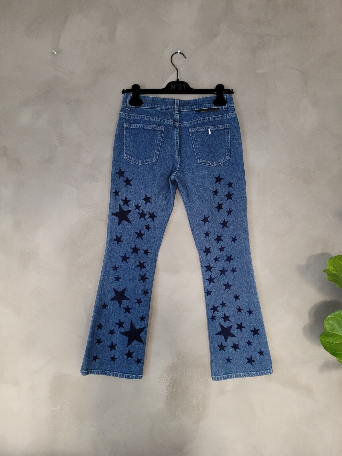 **Stella McCartney** Velvet Star Embellished Wide-Leg Bootcut Denim Jeans Sz 26