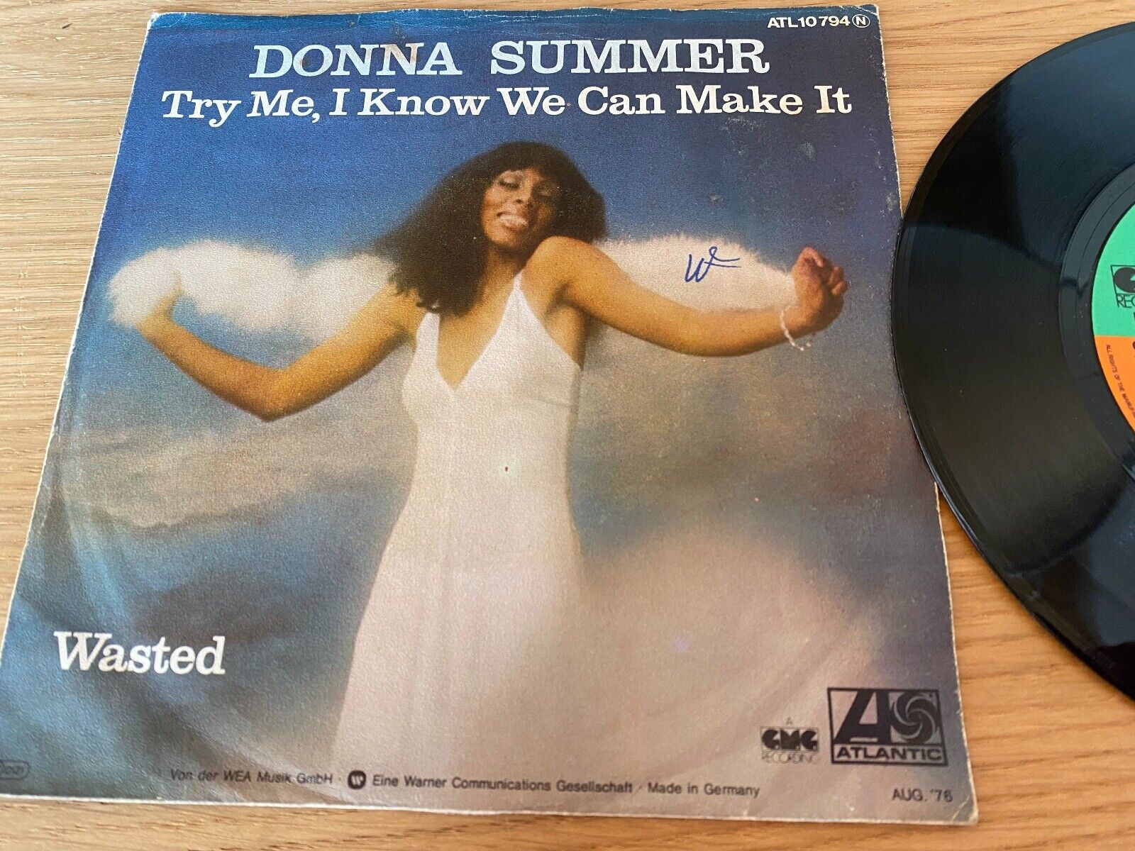 DONNA SUMMER "TRY ME I KNOW WE CAN MAKE IT/WASTED" 1976 WEST GERMAN ATLANTIC WE