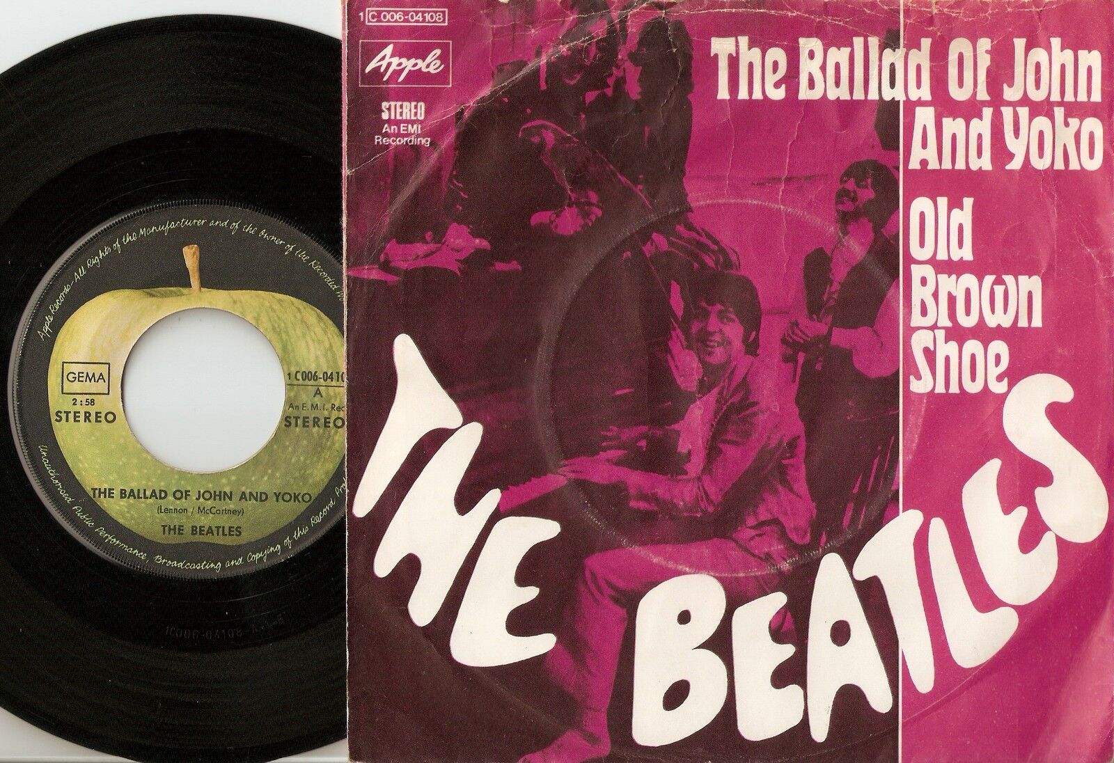 THE BEATLES THE BALLAD OF JOHN AND YOKO GERMAN 45+PS 1969 JOHN PAUL GEORGE RINGO